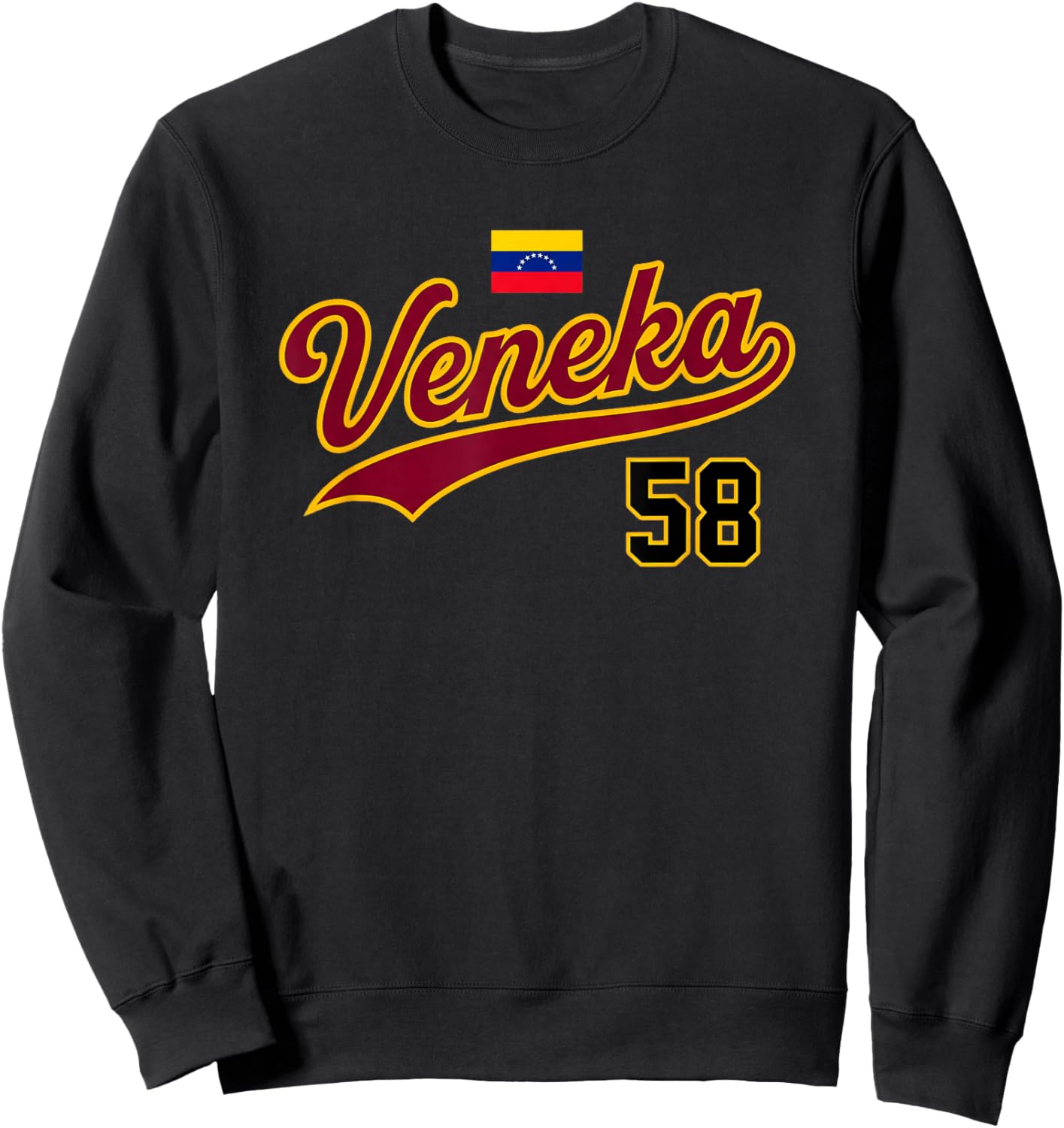 Venezuela Veneka 58 Flag Script Design Sweatshirt - Sweatshirt | Black