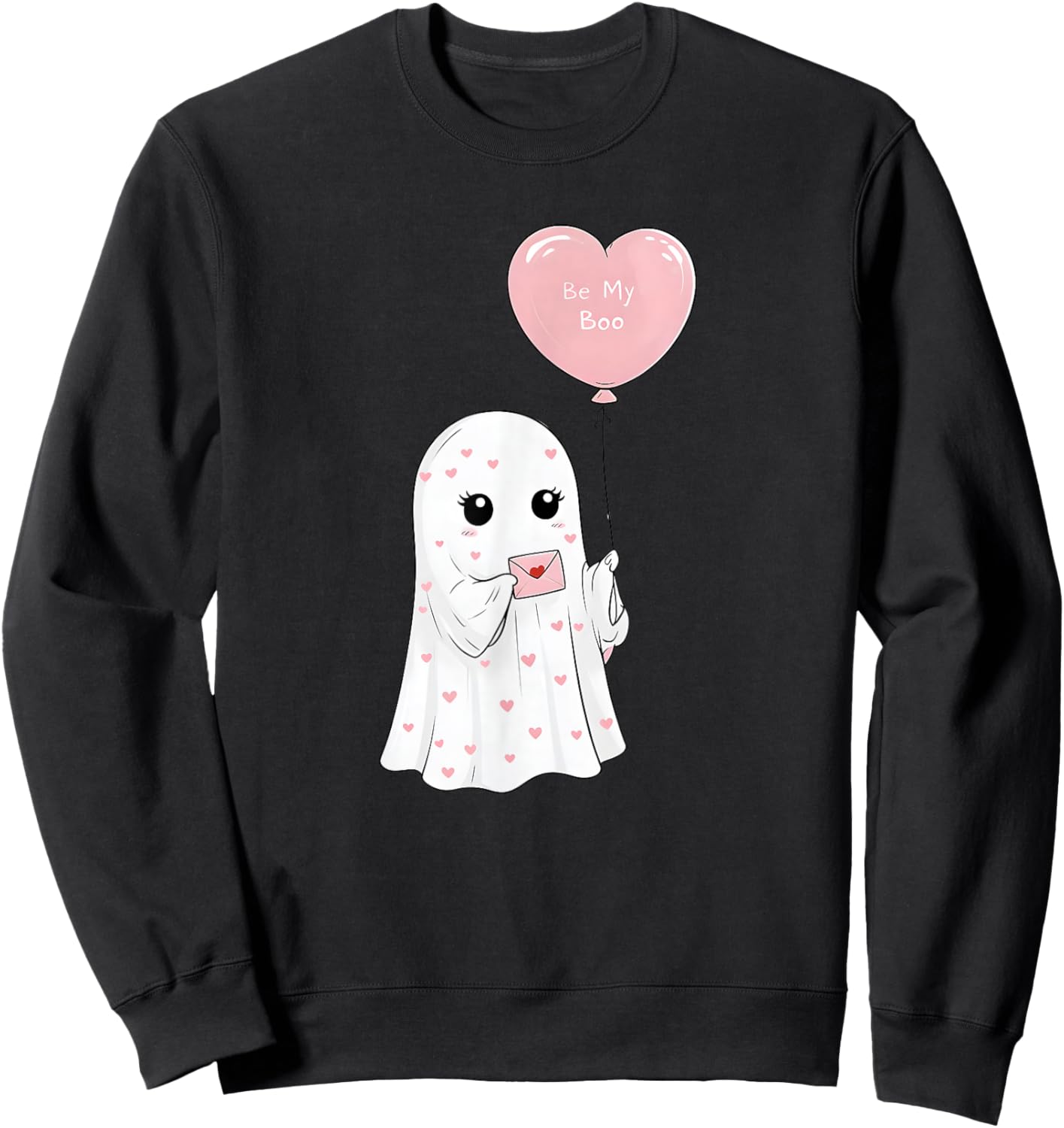 Cute Valentine Ghost Be My Boo Heart Balloon Sweatshirt - Sweatshirt | Black
