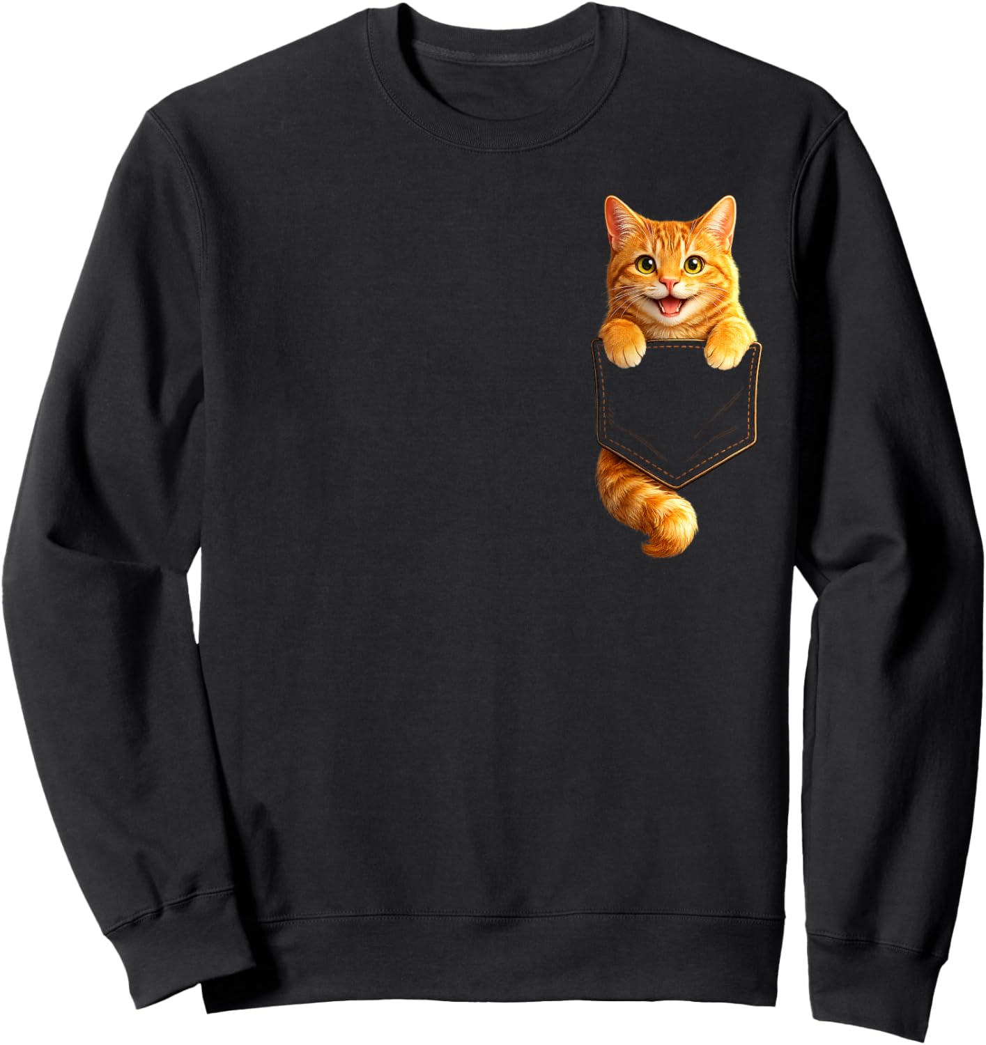 Cute Orange Pocket Kitty Funny Cat Lover Design Sweatshirt - Sweatshirt | Black