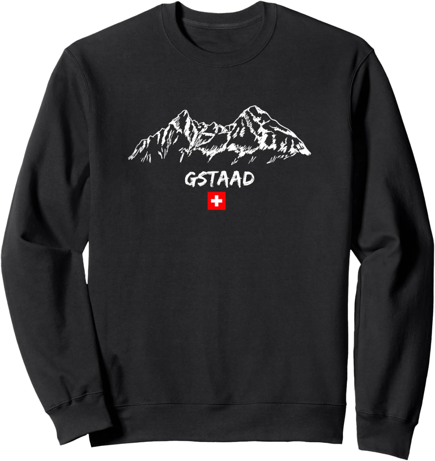 Alpen Mountain Panorama Ski Holiday Apres-Ski Gstaad Sweatshirt - Sweatshirt | Black