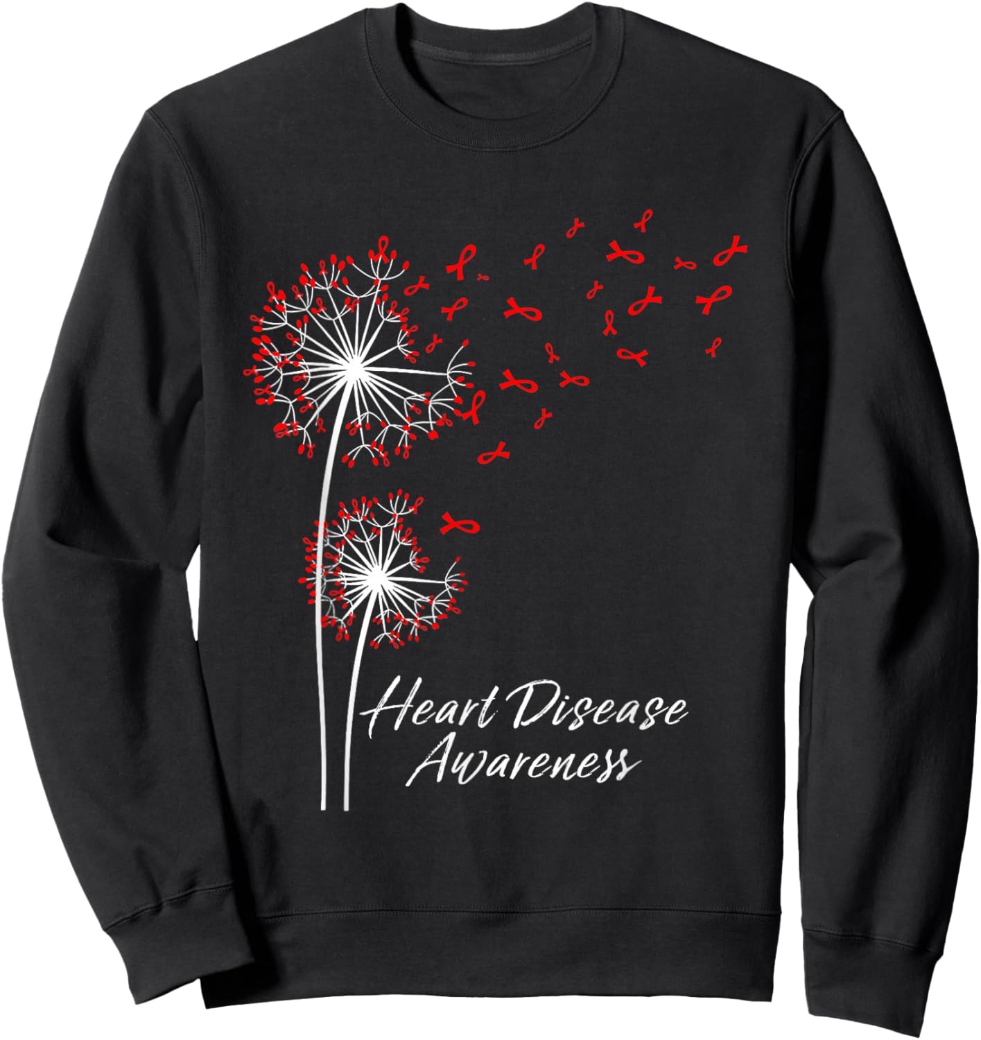 Dandelion Go Red Ribbon Heart Disease Awareness Month Women Sweatshirt - Sweatshirt | Black