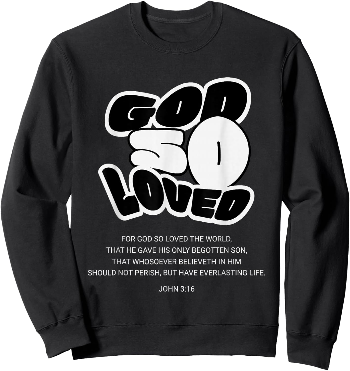 God So Loved John 3:16 Groovy Christian Verse Women Men Kids Sweatshirt - Sweatshirt | Black