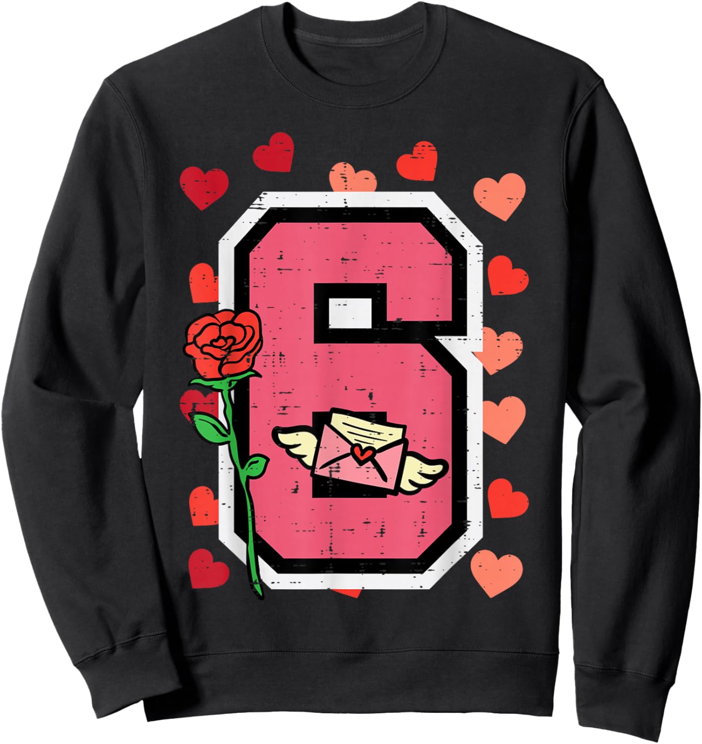 Number 6 Valentines Day 6 7 Matching Couple Kids Boys Youth Sweatshirt - Sweatshirt | Black