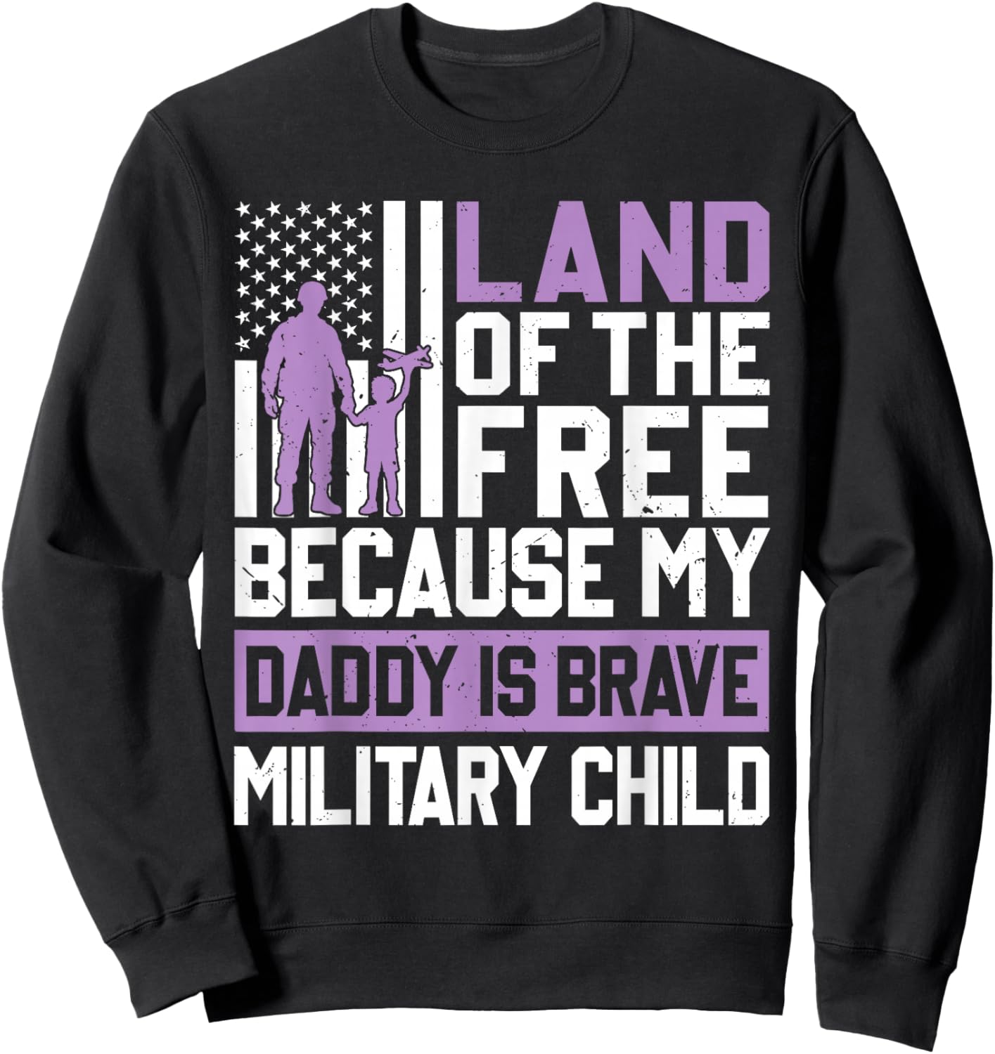 Purple Up for Military Kids USA Flag Military Child Month Sweatshirt - Sweatshirt | Black