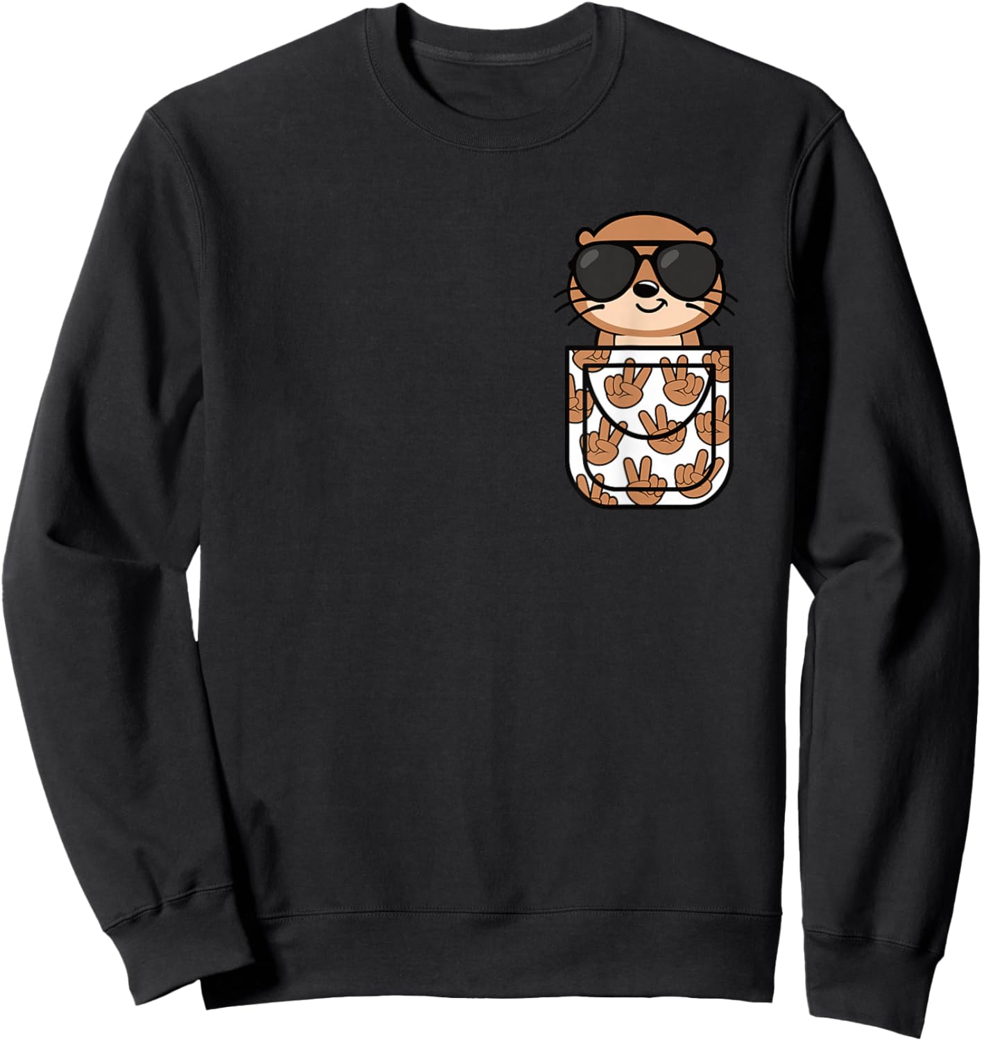 Funny Otter Pocket Men Women Kids Sweatshirt - Sweatshirt | Black