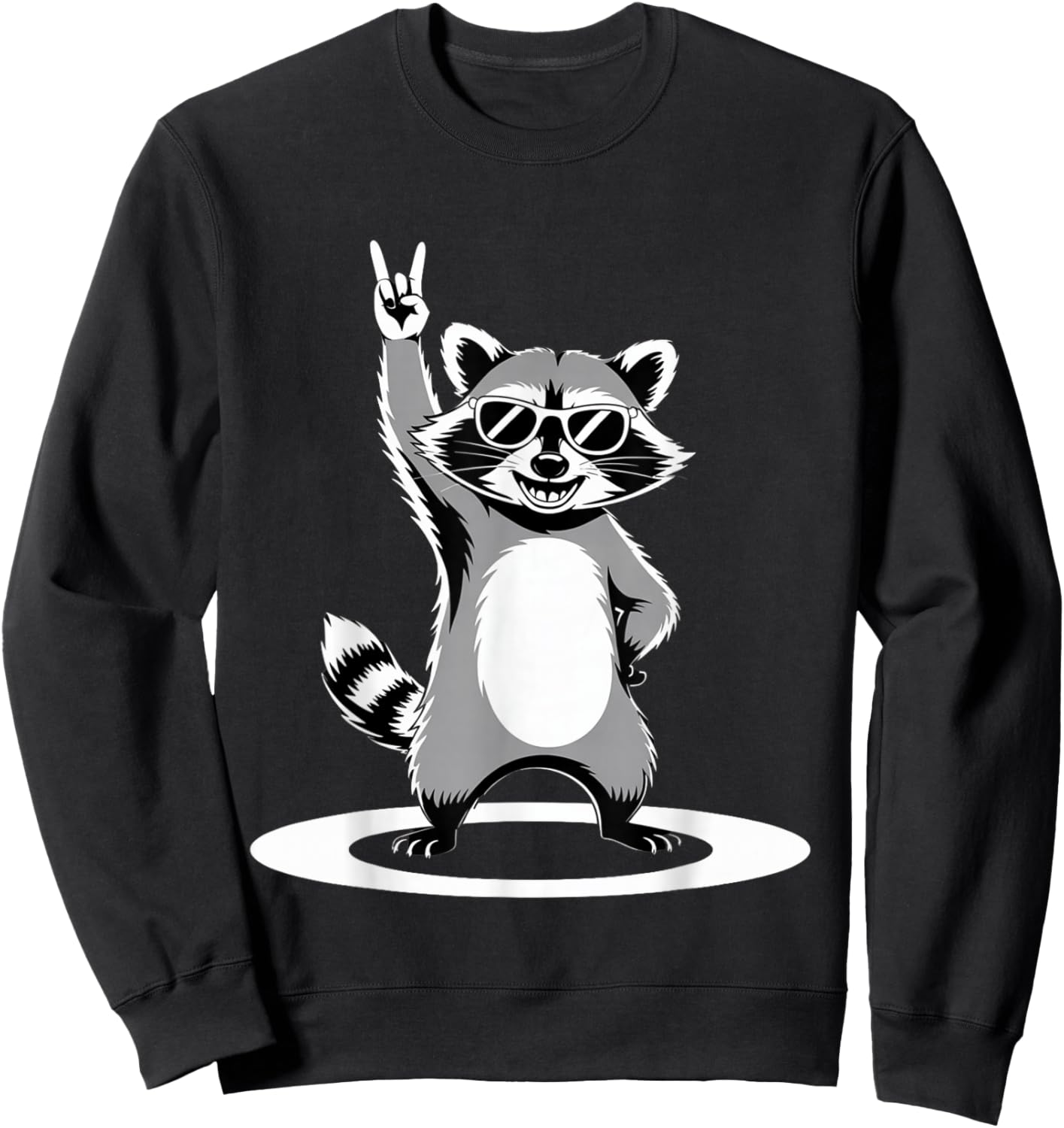 Retro Raccoon Rock Music Gifts Men Kids Women Funny Raccoon Sweatshirt - Sweatshirt | Black
