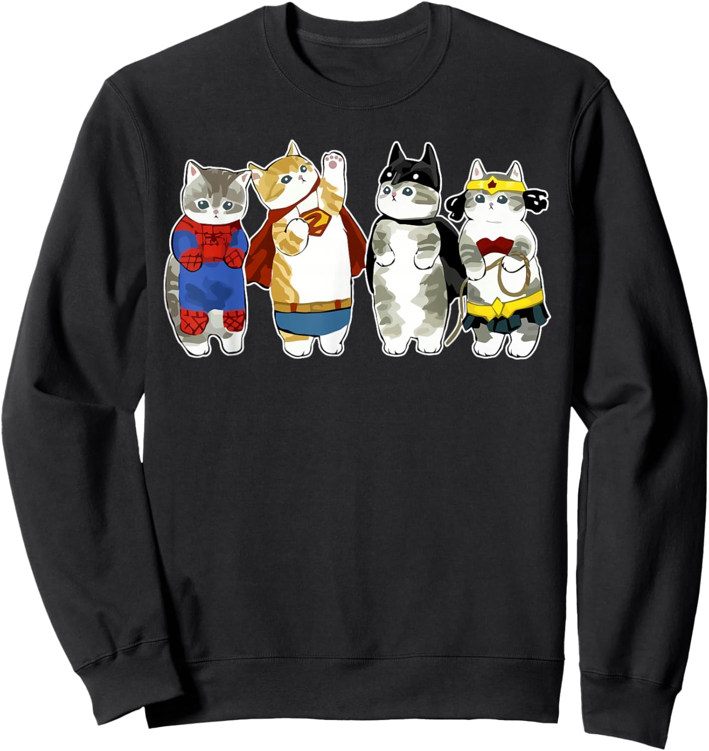 Superhero Cats Kitten Kitty Cats Lover Super Kitten Funny Sweatshirt - Sweatshirt | Black
