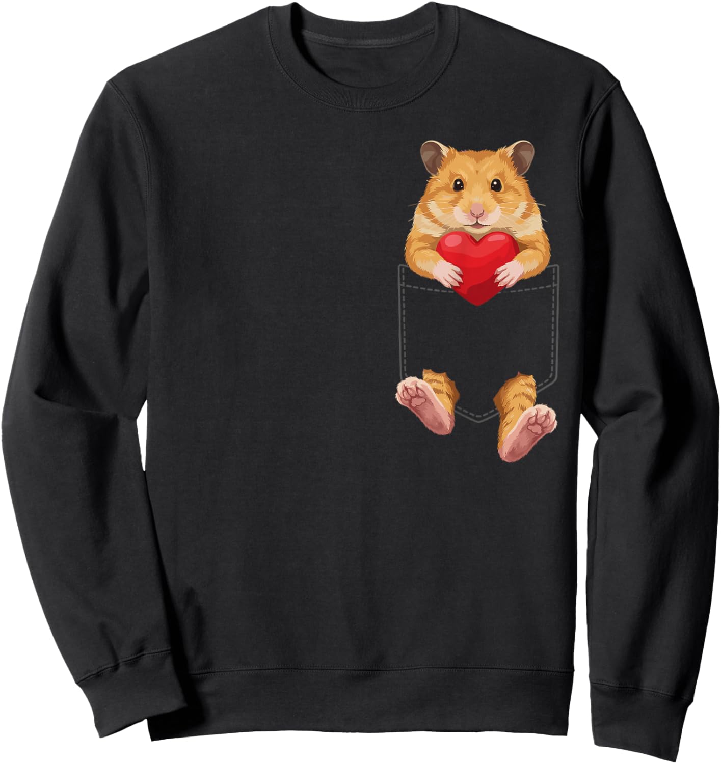 Hamster in Pocket Rodent Pet Lover Design Valentines Sweatshirt - Sweatshirt | Black