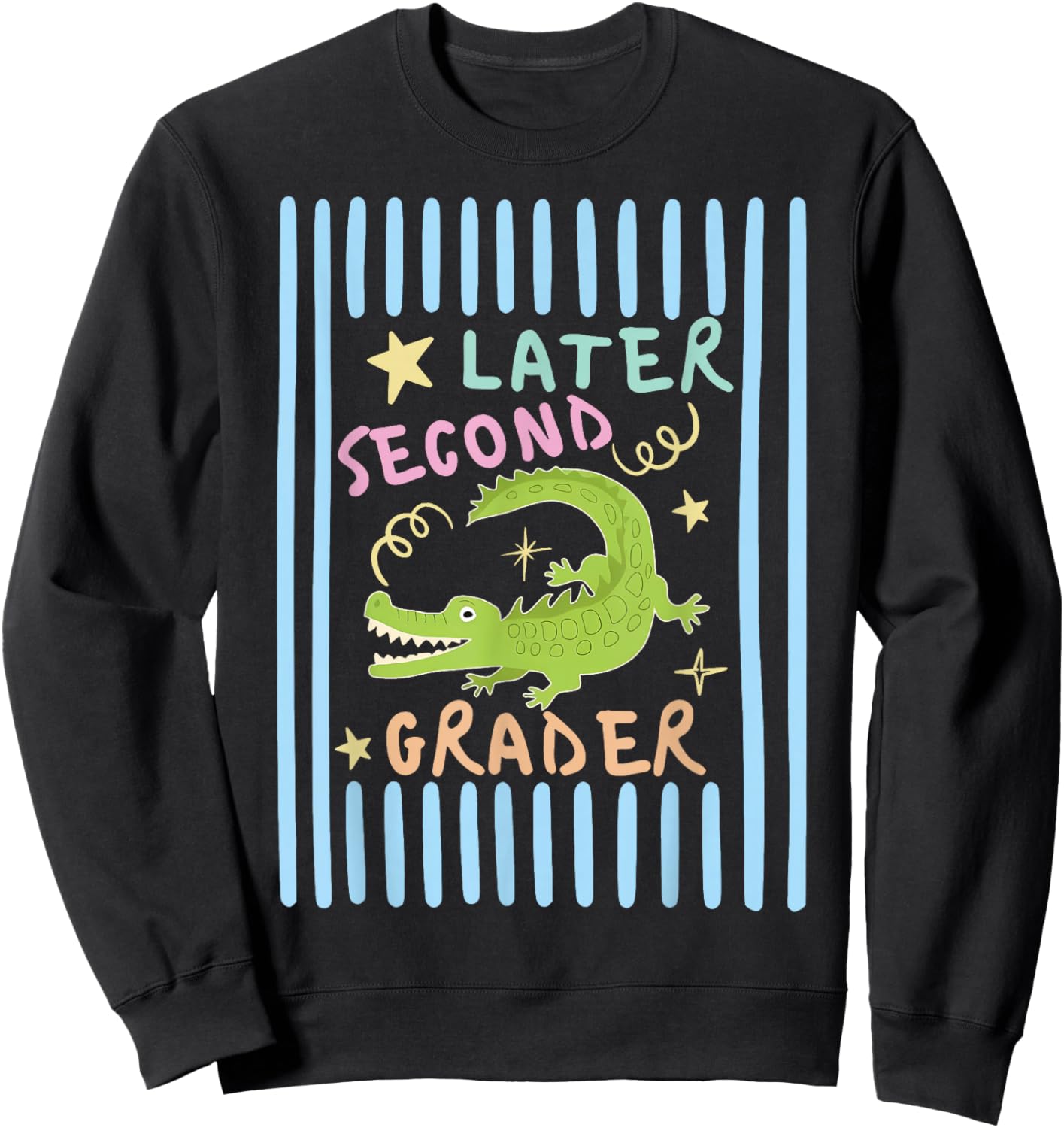 Later Second Grader Cute Alligator Later Gator Teacher Kids Sweatshirt - Sweatshirt | Black