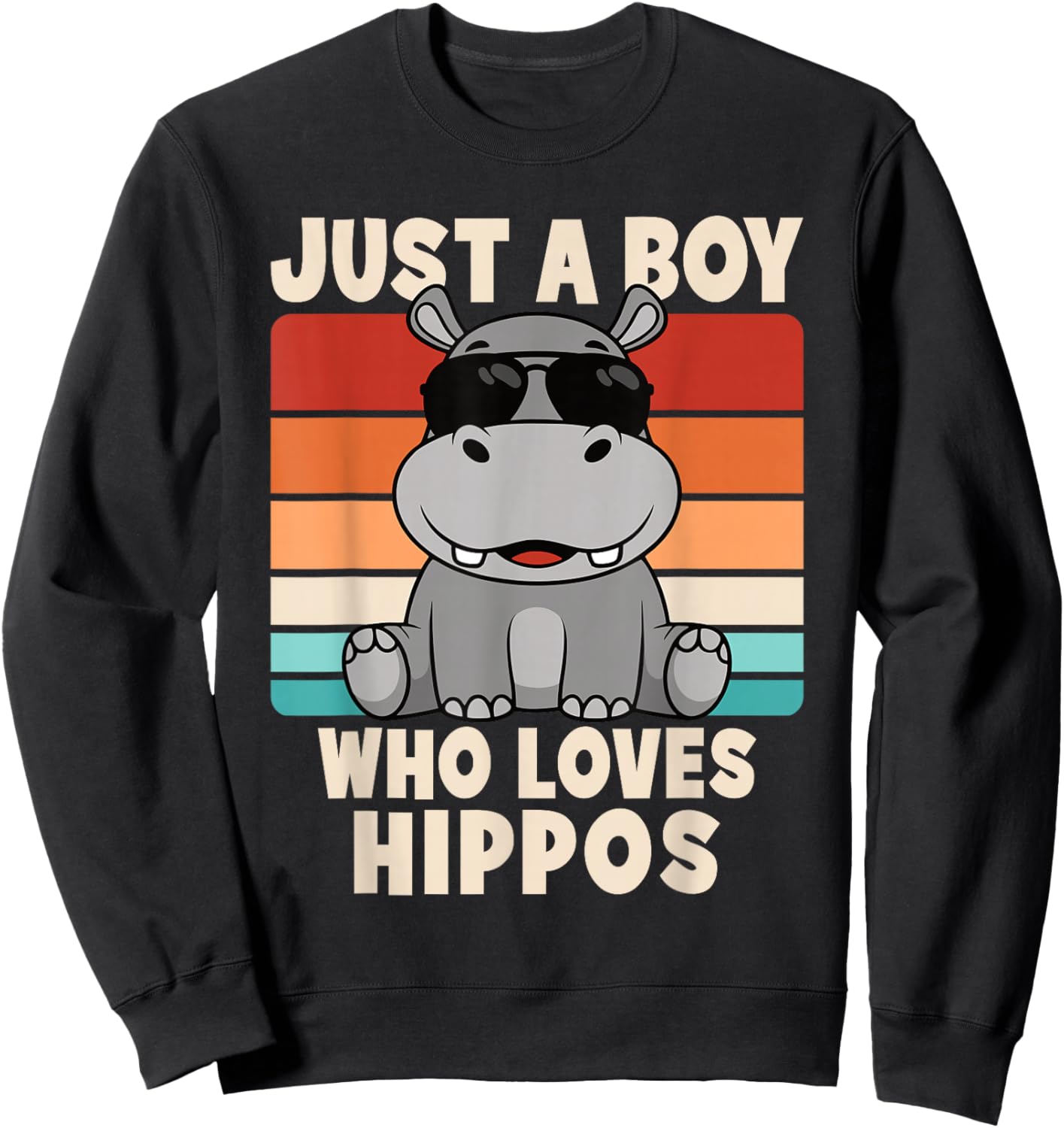 Just A Boy Who Loves Hippos Funny Hippopotamus Boys Kids Sweatshirt - Sweatshirt | Black