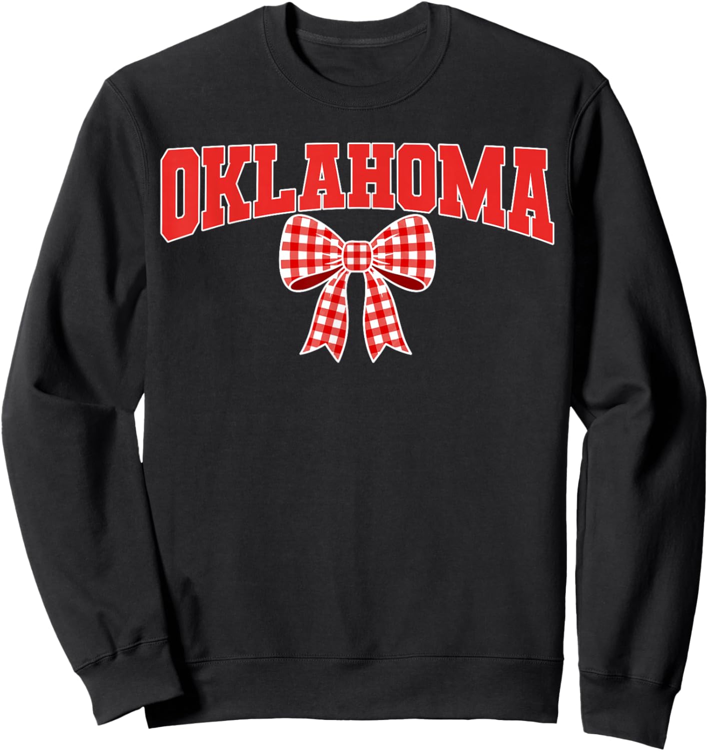Oklahoma OK Women Toddler Girls Coquette Bow State Pride Sweatshirt - Sweatshirt | Black