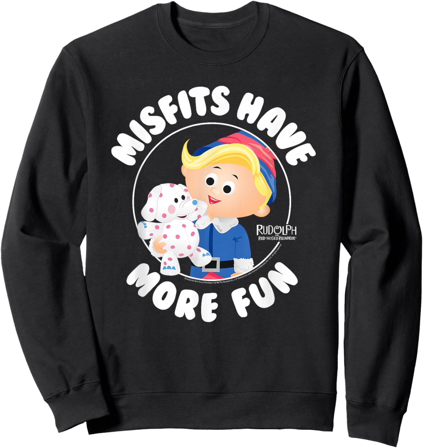 Rudolph Misfits Have More Fun Hermey Retro Christmas Sweatshirt - Sweatshirt | Black