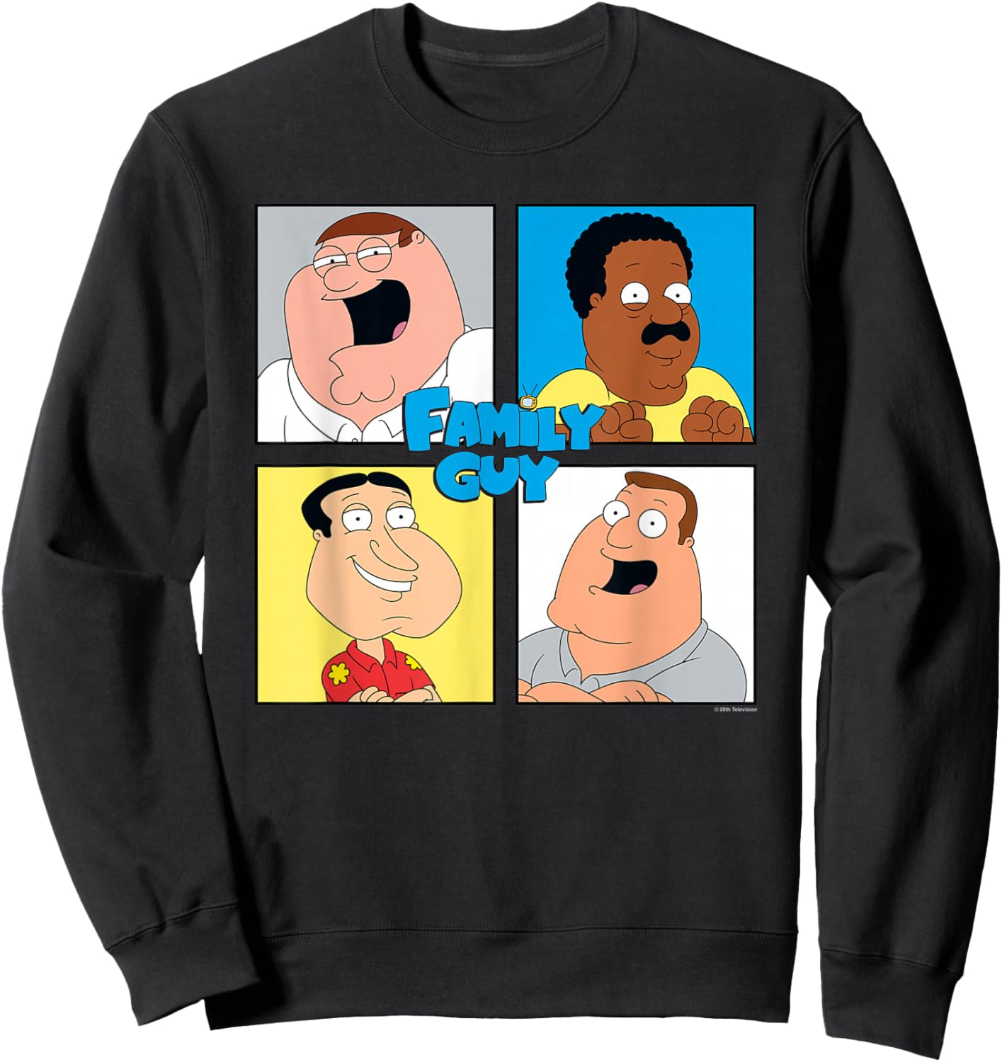 Family Guy Colorful Pop Art Character Grid Funny Cartoon Sweatshirt - Sweatshirt | Black