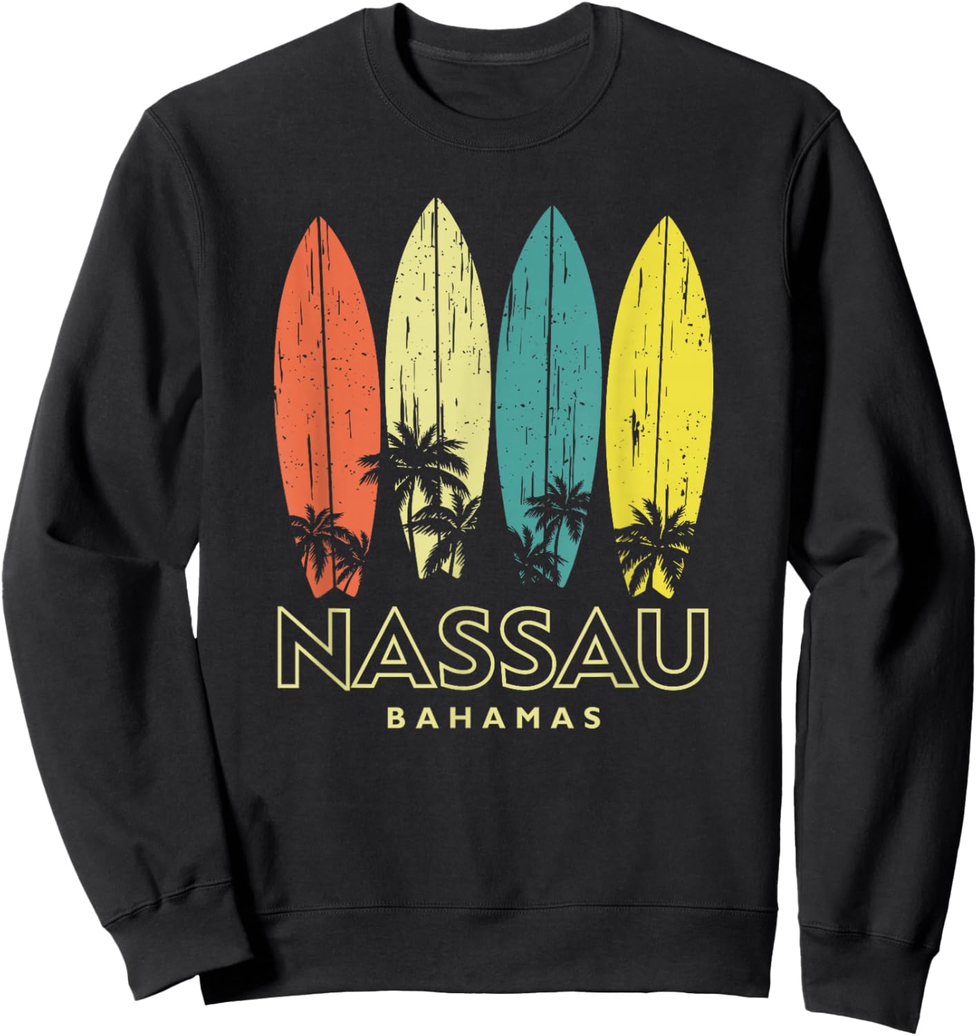 Nassau Bahamas Retro Surfboards Vintage Boys Girls Souvenir Sweatshirt - Sweatshirt | Black