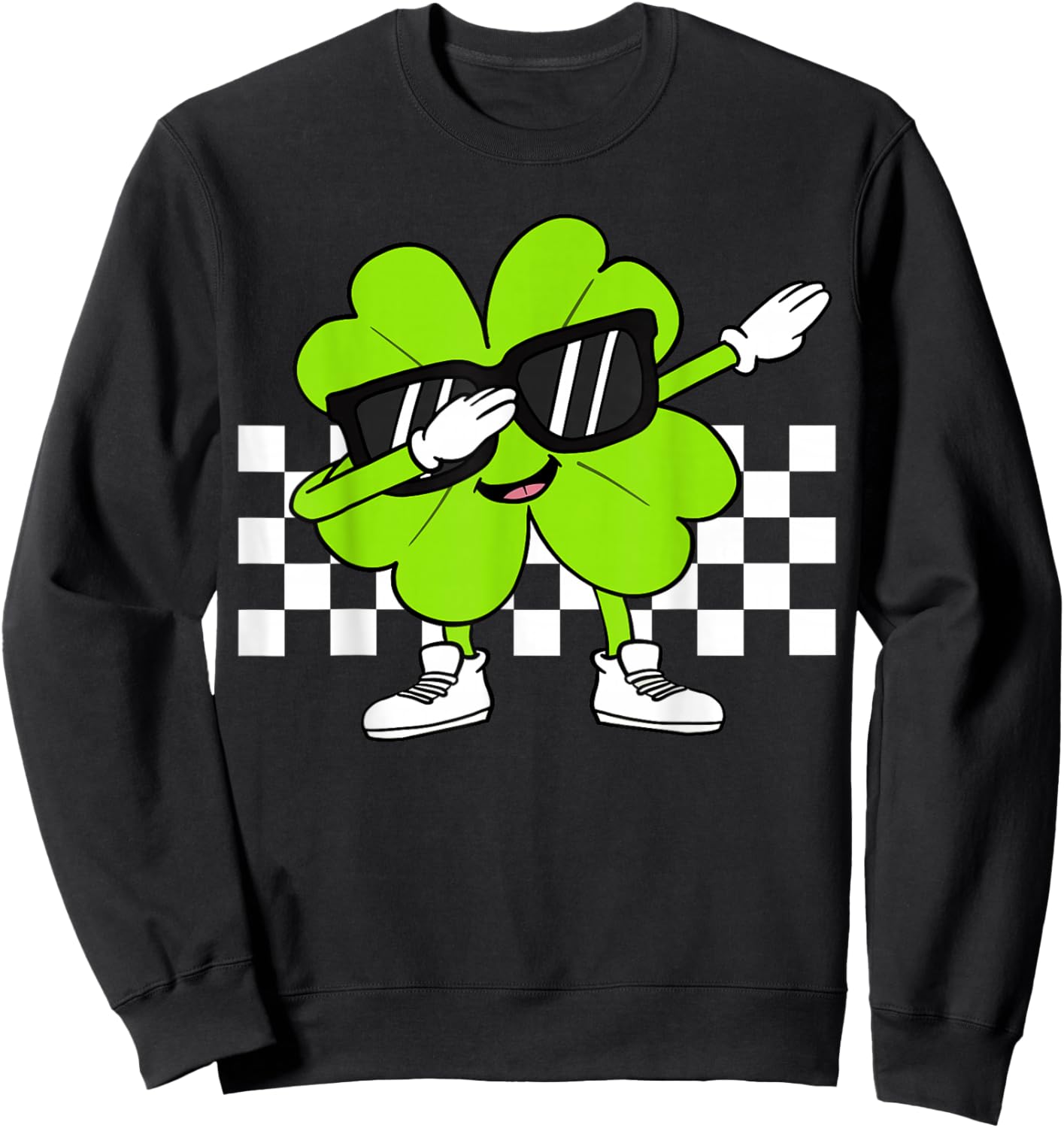 Boys St Patricks Day Toddler Lucky Dabbing Shamrock Clover Sweatshirt - Sweatshirt | Black