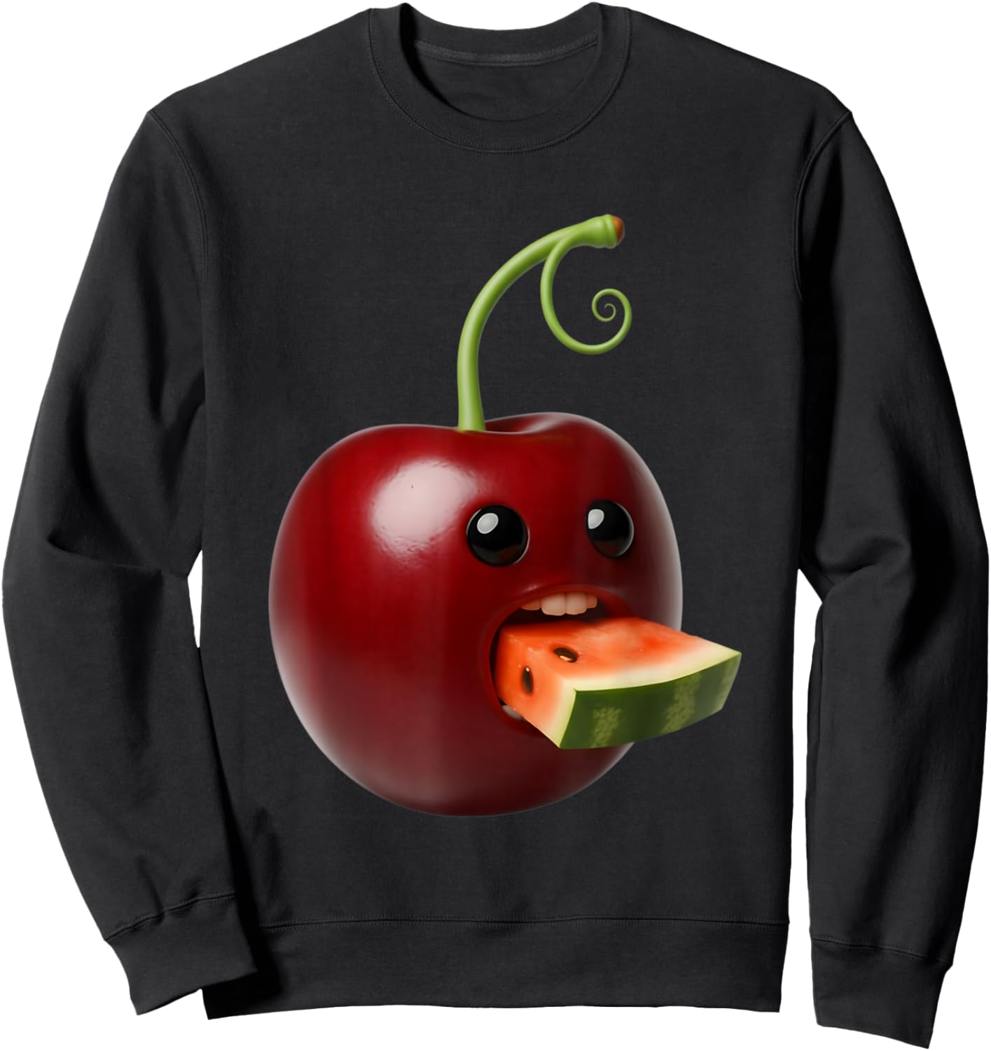 Niche Fruits Funny Cherry Meme Brainrot Surreal Sweatshirt - Sweatshirt | Black