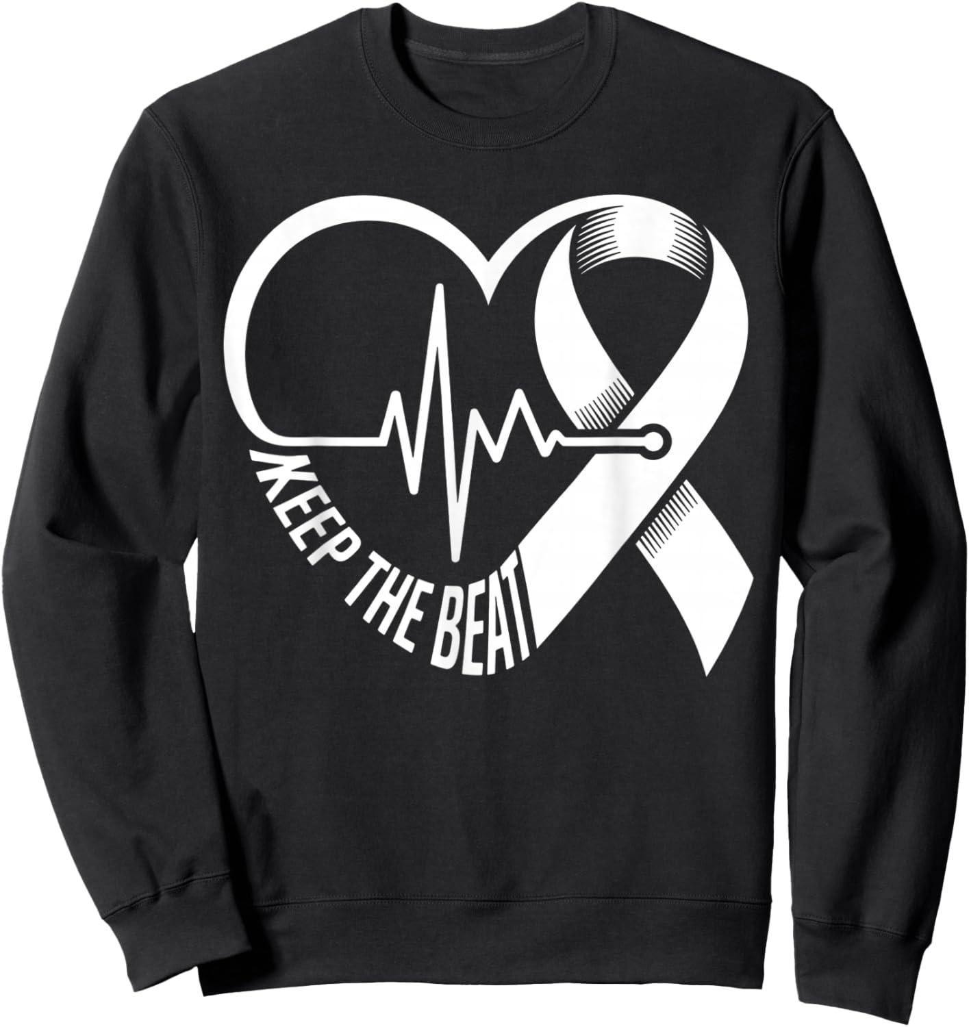 Heart Disease Awareness Heartbeat CHD Wear Red Heart Health Sweatshirt - Sweatshirt | Black