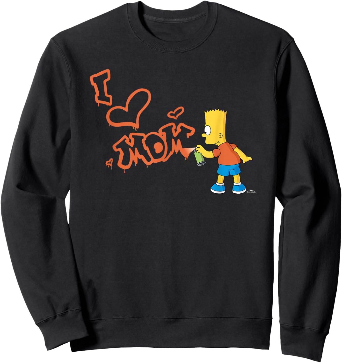 The Simpsons Mother's Day Bart I Love Mom Graffiti Sweatshirt - Sweatshirt | Black