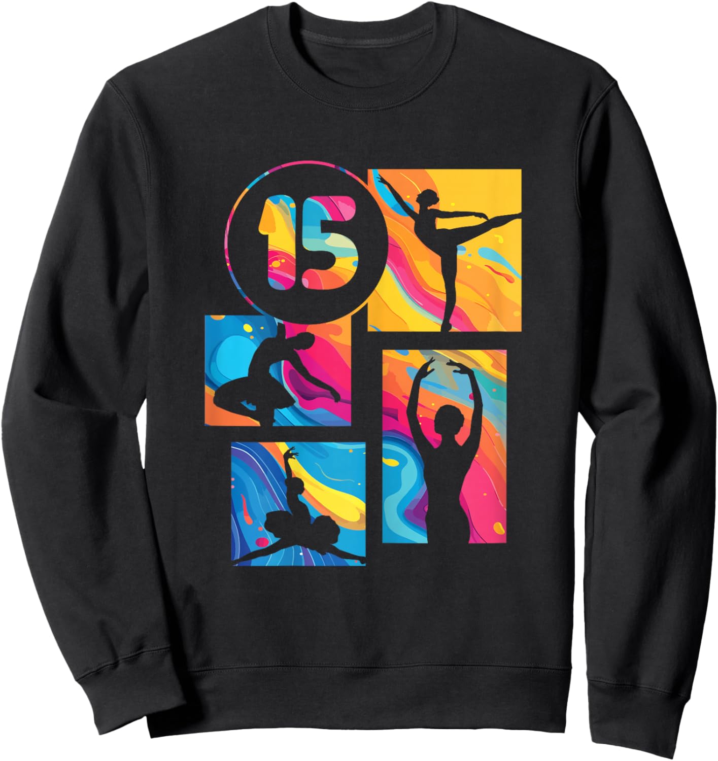 15th Birthday Girl Ballet Dancer Retro Ballerina 15 Year Old Sweatshirt - Sweatshirt | Black