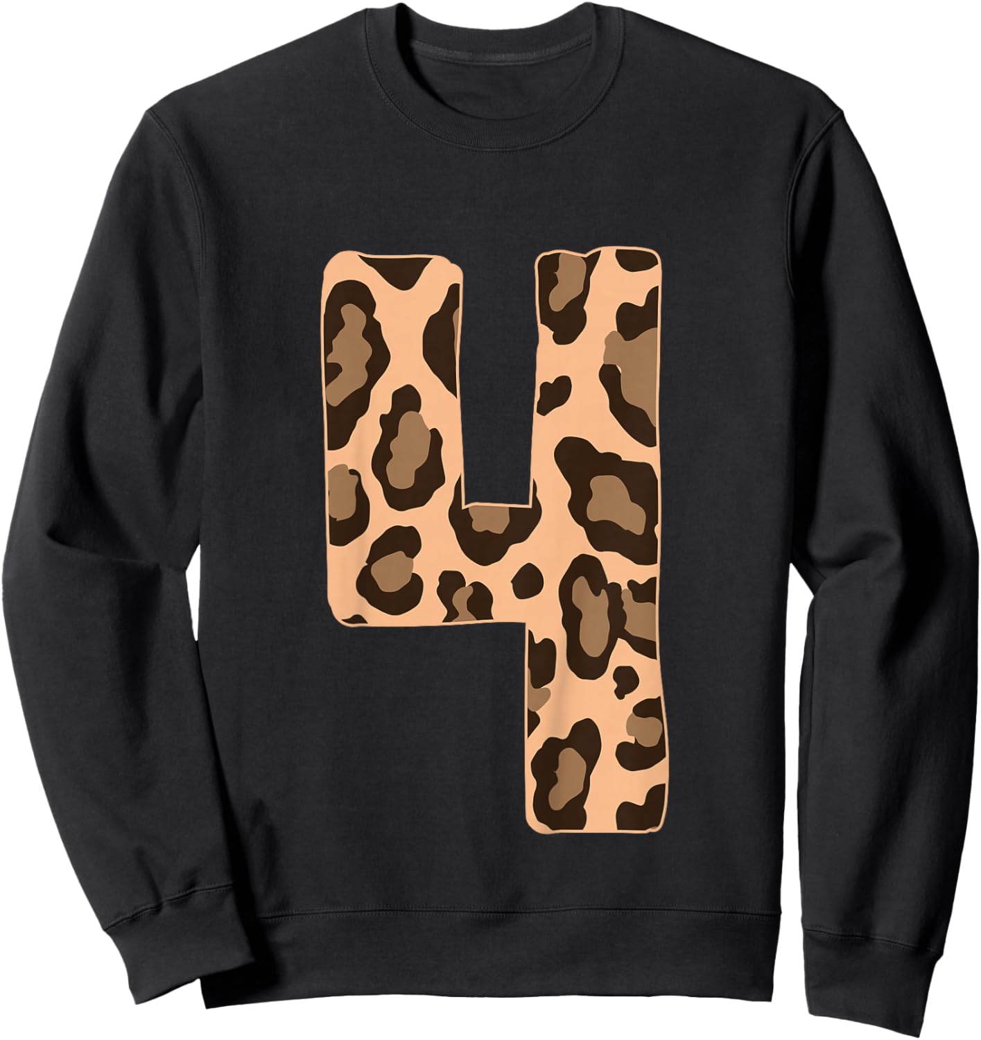 Cheetah Kids 4 Year Old Girl Cheetah Print 4th Birthday Sweatshirt - Sweatshirt | Black