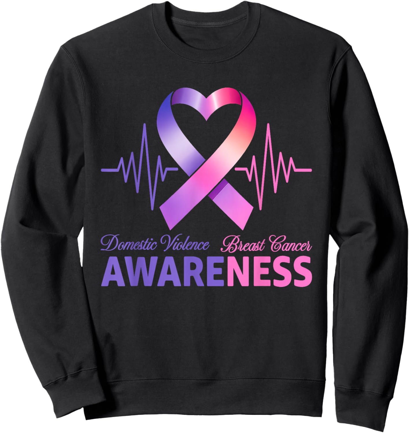 Domestic Violence & Breast Cancer Awareness Month Support Sweatshirt - Sweatshirt | Black