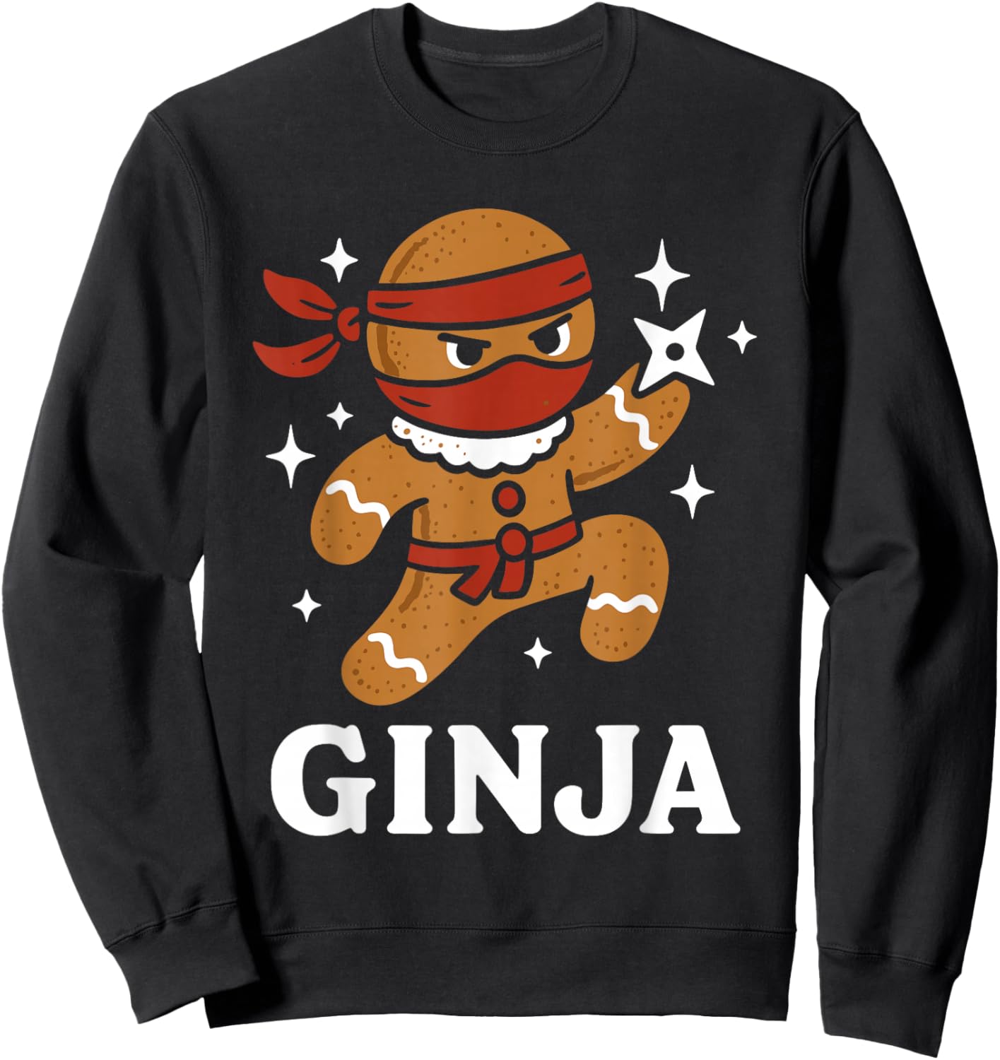 Ginjas Gingerbread Ninja Funny Christmas Cookie Boys Sweatshirt - Sweatshirt | Black