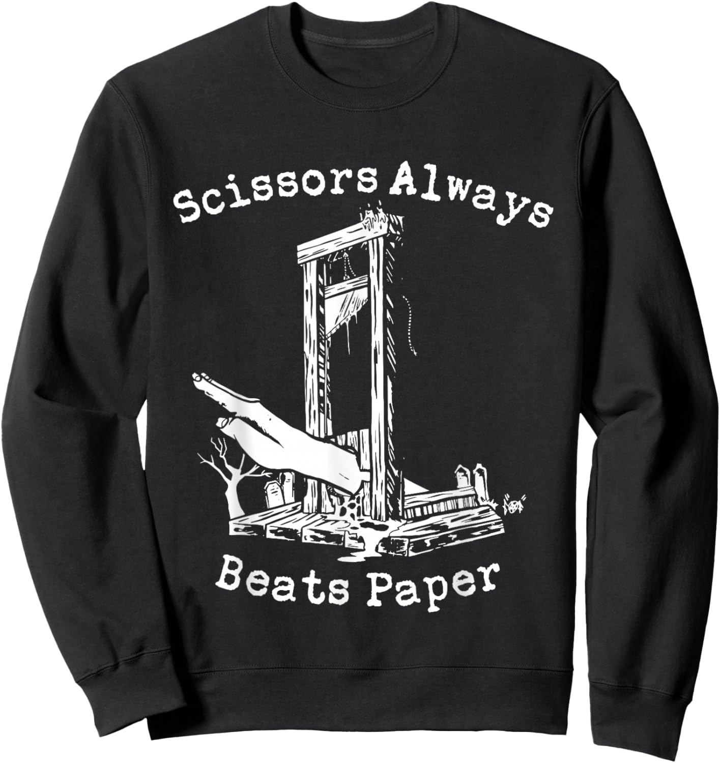 Scissors Always Beats Paper - Game Goth Culture Guillotine Sweatshirt - Sweatshirt | Black