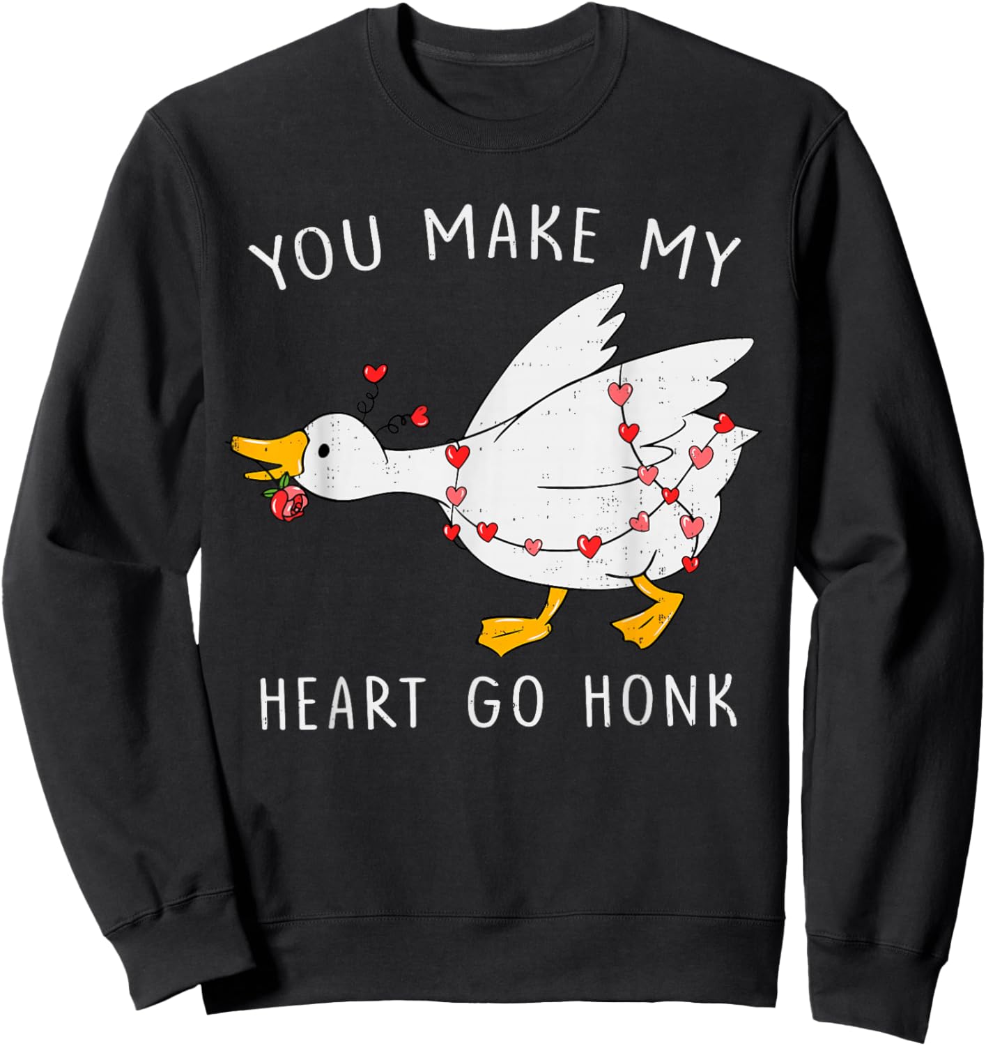 Go Honk Goose Heart Funny Valentines Day Couple Men Women Sweatshirt - Sweatshirt | Black