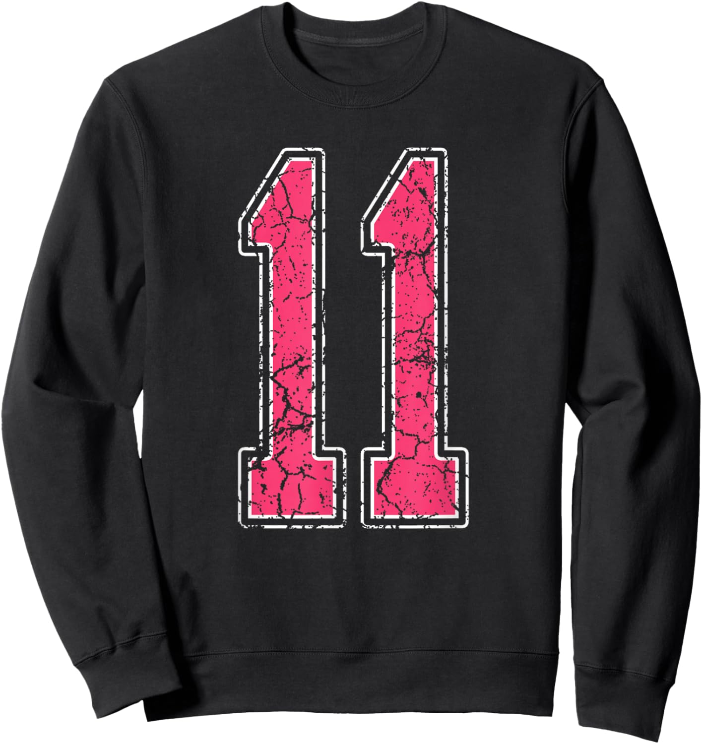 Grunge Pink and White Number 11 Jersey Player Uniform #11 Sweatshirt - Sweatshirt | Black