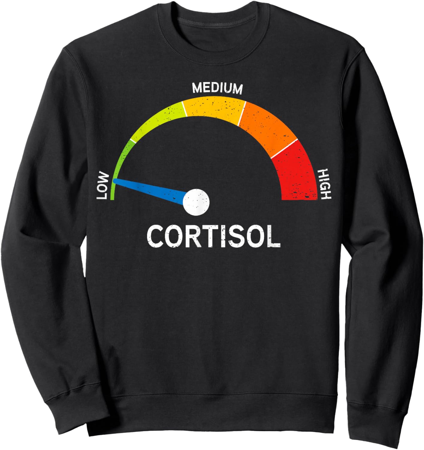 Funny Cortisol Level Speedometer Stress Meme Sweatshirt - Sweatshirt | Black