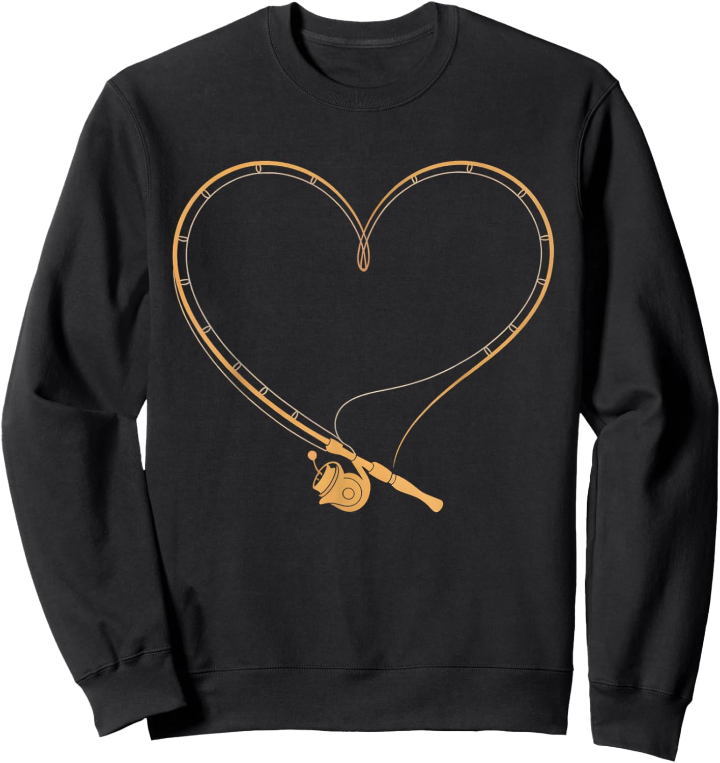 Fishing Rod Heart Valentine's Day Fisherman Love Bass Angler Sweatshirt - Sweatshirt | Black