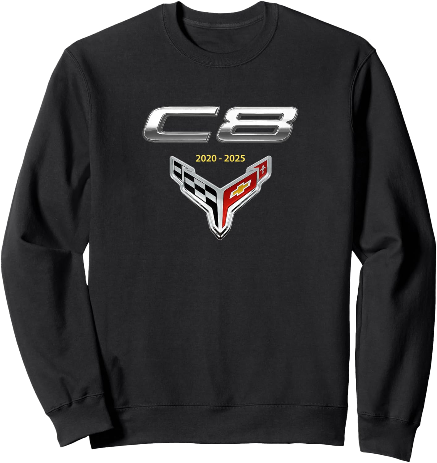 C8 CAR Badge Emblem 2020-2025, American Muscle Sports CAR Sweatshirt - Sweatshirt | Black