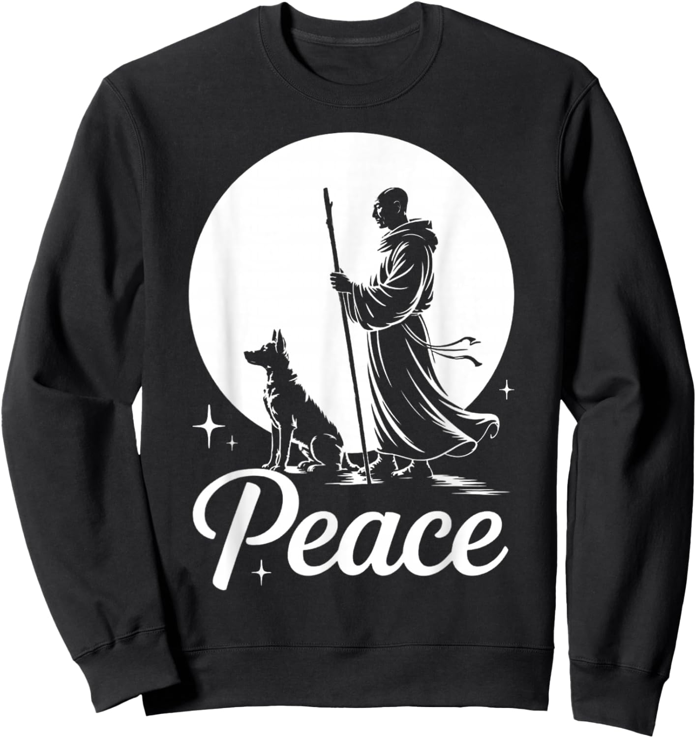 Fun Walk for Peace Calm Monks with Dog Meditation Dogs Lover Sweatshirt - Sweatshirt | Black