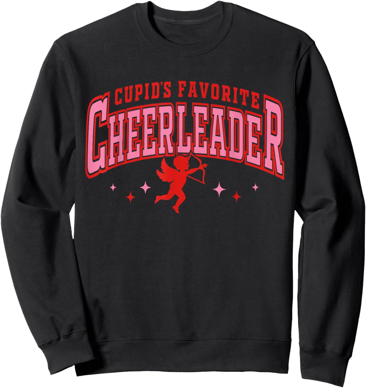 Cupid's Favorite Cheerleader Funny Valentine’s Day Sweatshirt - Sweatshirt | Black