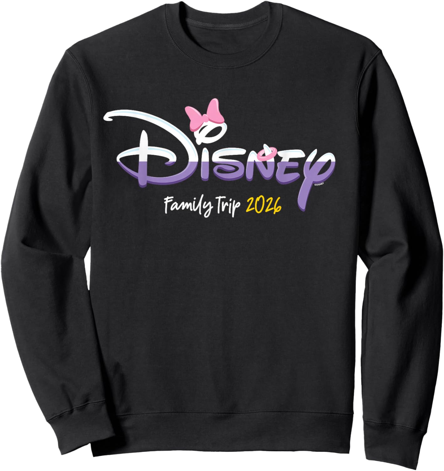 Disney Daisy Duck Script Logo Family Trip 2026 Vacation Sweatshirt - Sweatshirt | Black