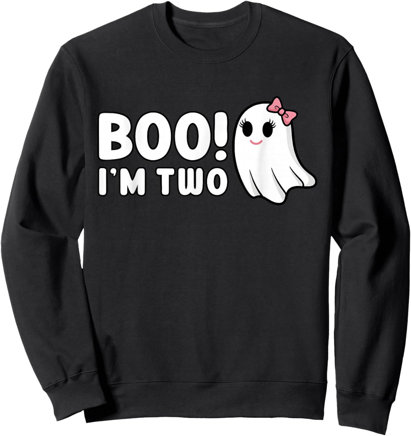 Boo Im Two Cute 2 Year Old Girl Ghost Halloween Birthday Sweatshirt - Sweatshirt | Black