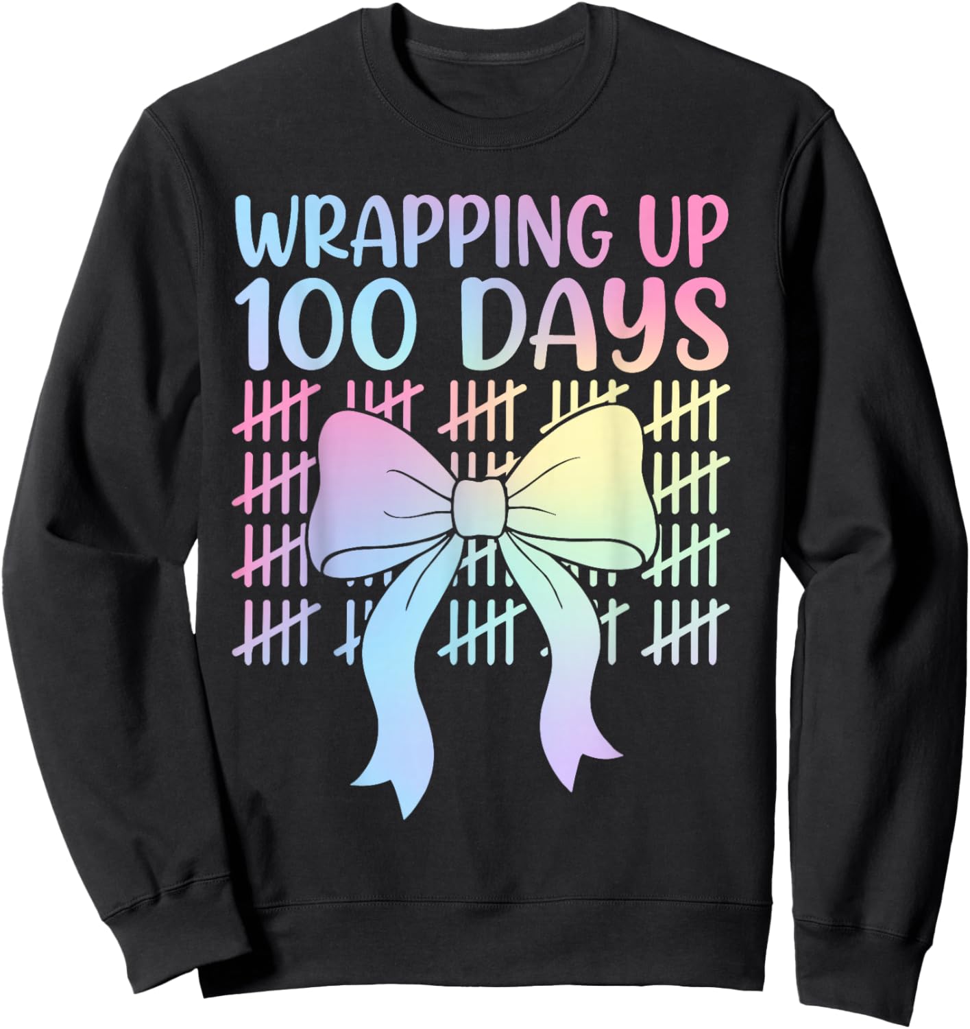 100 Days of School Girls Coquette Bow 100th Day of School Sweatshirt - Sweatshirt | Black
