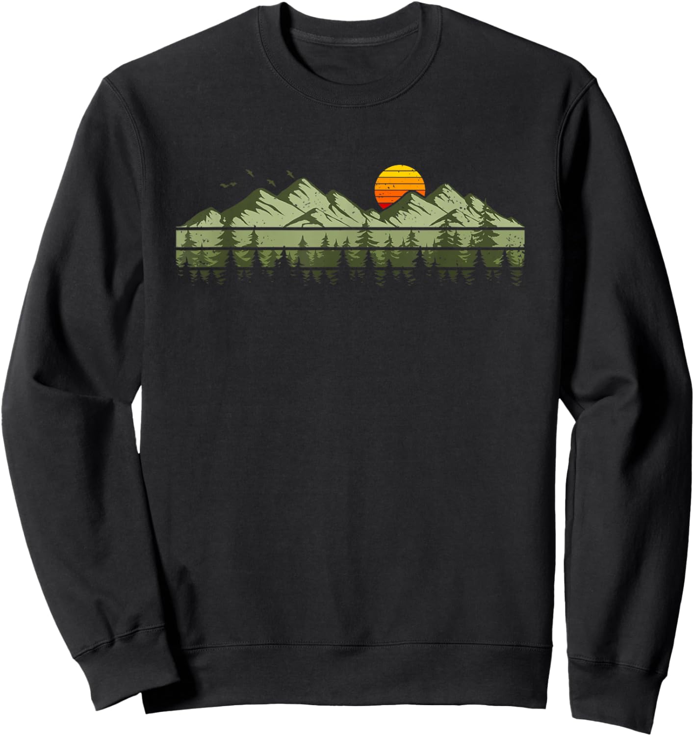 Trees Landscape Mountains Vintage Forest Sweatshirt - Sweatshirt | Black