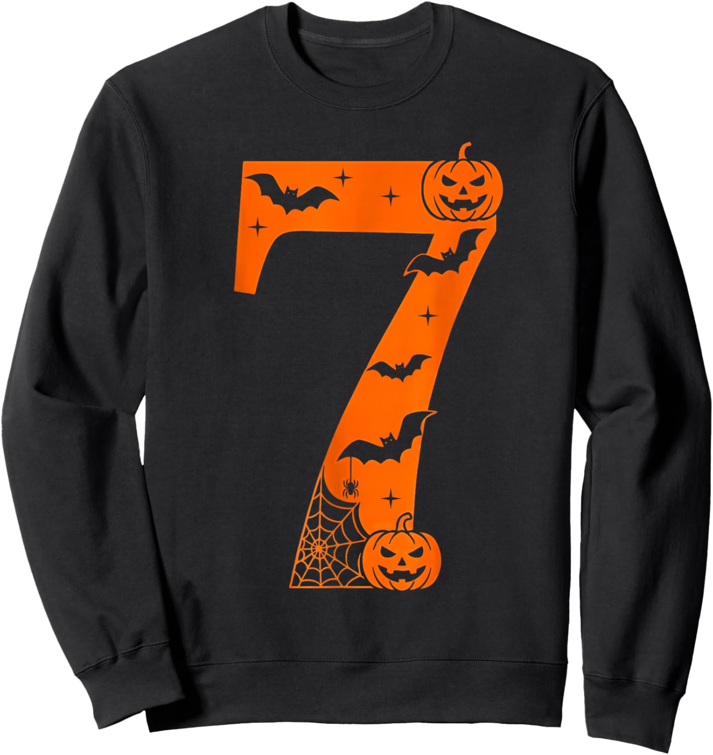 Number 7 Funny Six Seven Meme Halloween Sweatshirt - Sweatshirt | Black