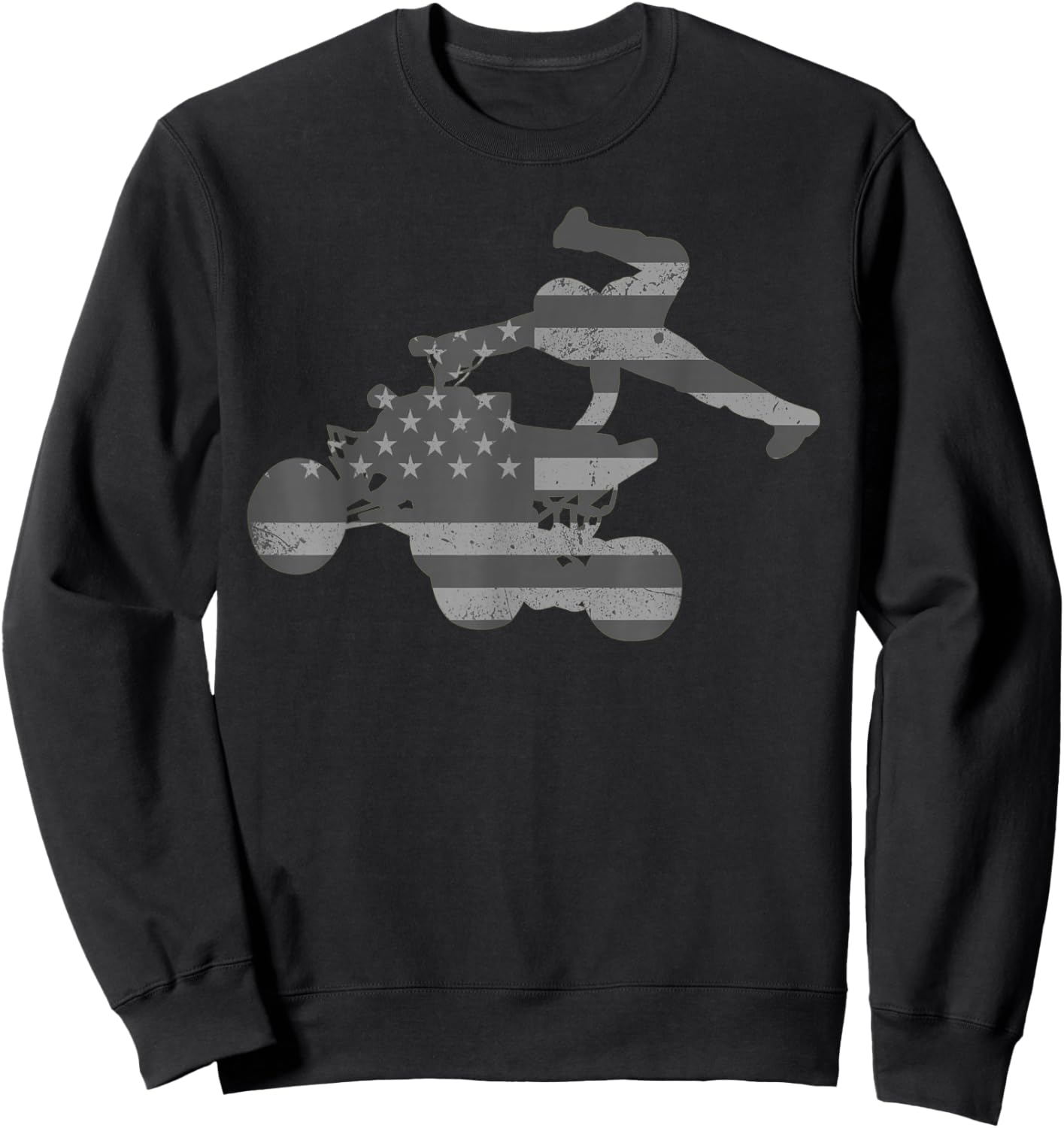Vintage American Flag ATV Sweatshirt - Sweatshirt | Black
