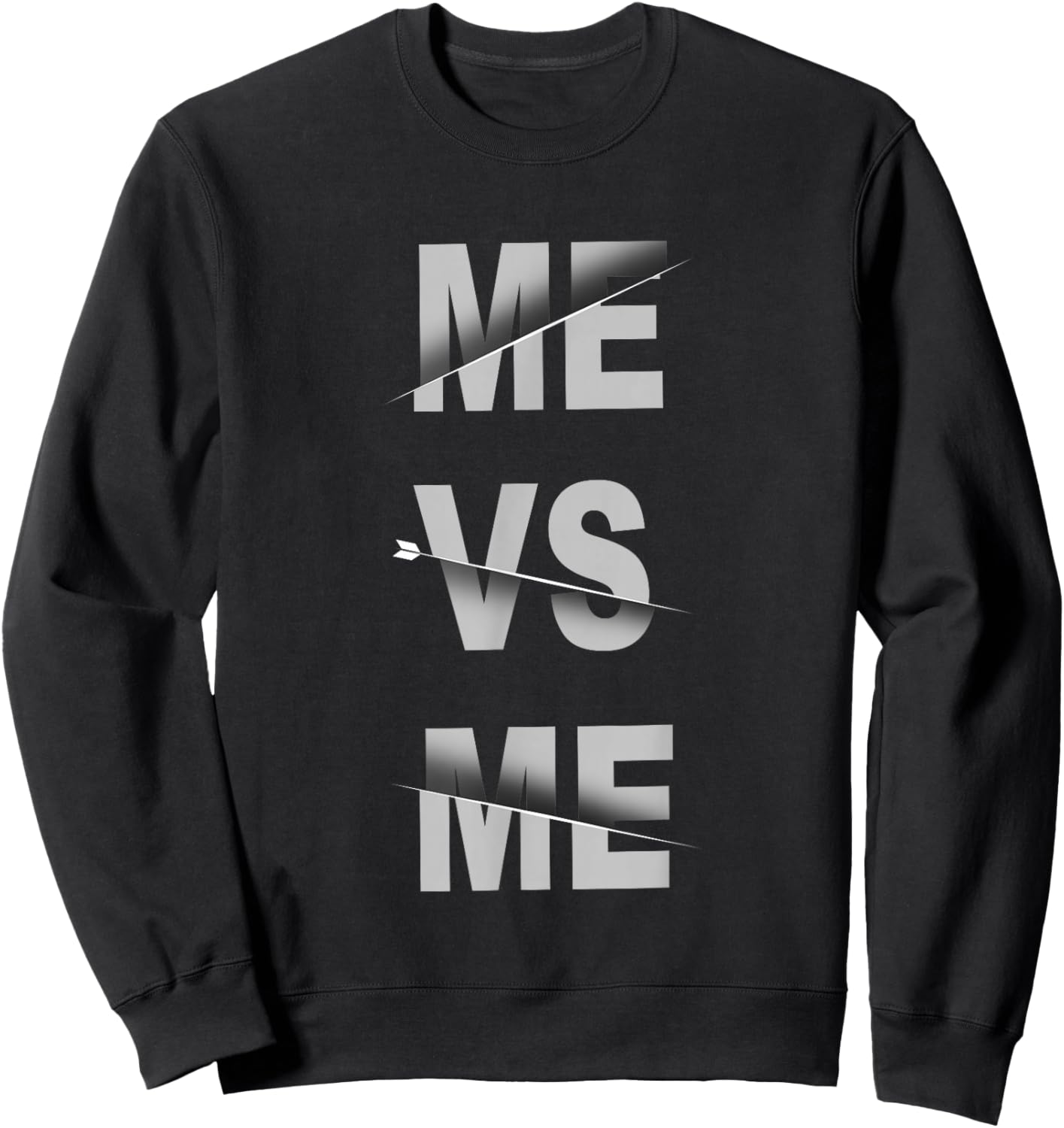Grey Me-vs-Me Monochrome Color Graphic Sweatshirt - Sweatshirt | Black