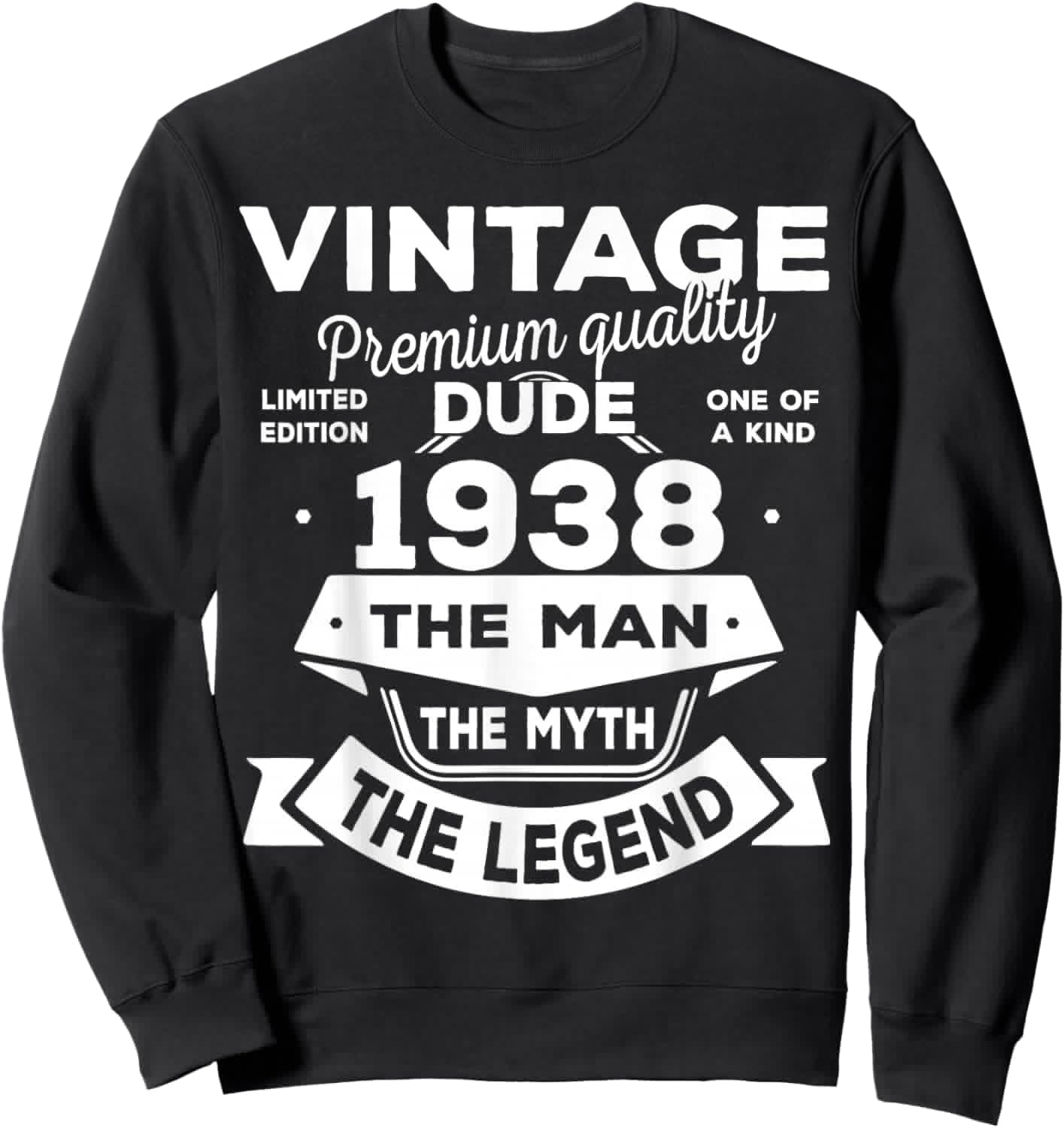 88th Birthday Gift Man Myth Legend 1938 88 for Years Old Sweatshirt - Sweatshirt | Black