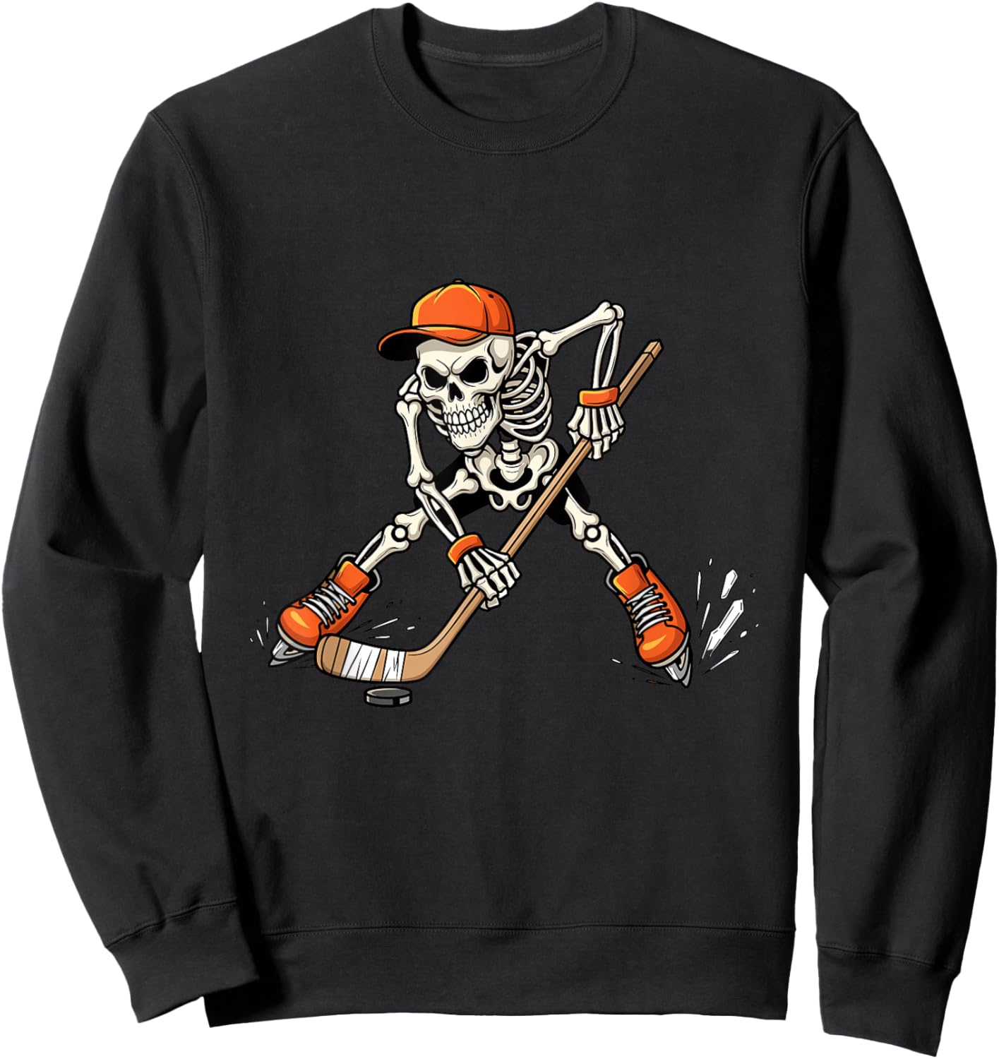 Skeleton Ice Hockey Costume Funny Halloween for Boys Sweatshirt - Sweatshirt | Black