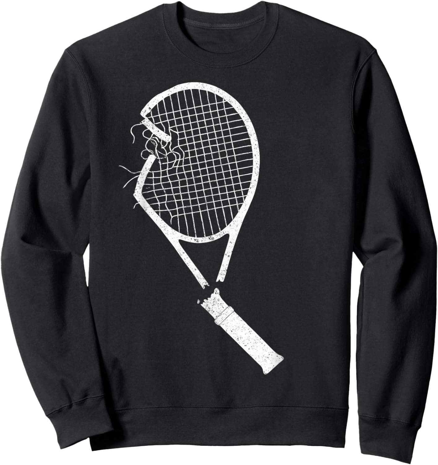 Vintage Broken Tennis Racket Tennis Player Funny Joke Sweatshirt - Sweatshirt | Black