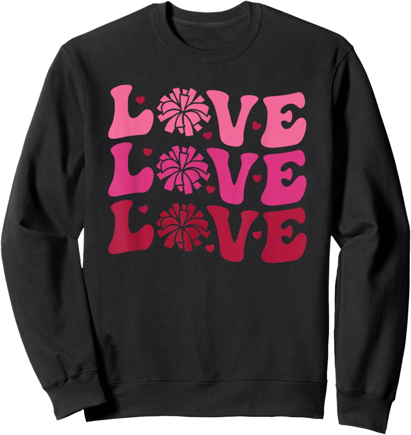 Cheerleader Love Valentine's Day Trendy Cheer Cute Retro Sweatshirt - Sweatshirt | Black