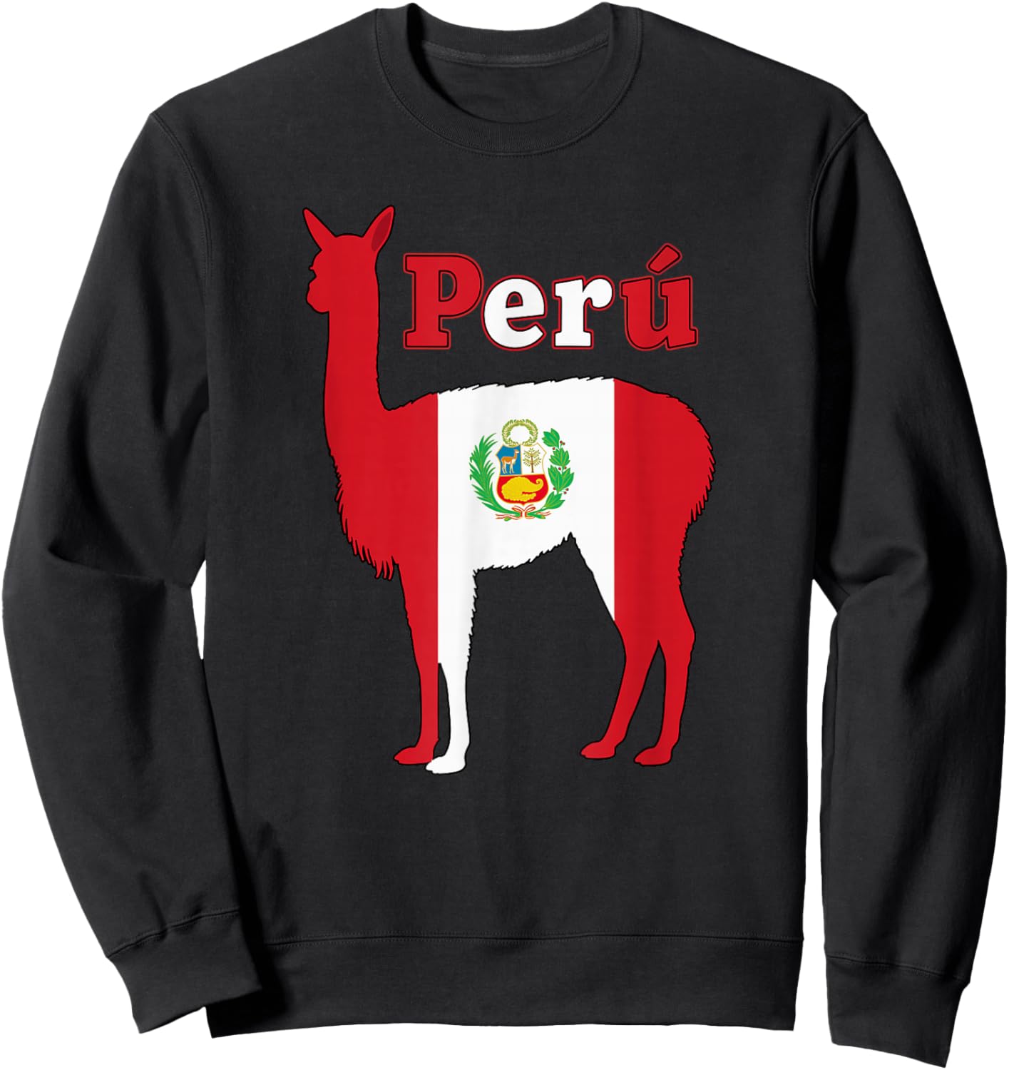 Perú Vicuna Peruvian Flag Pride Peru Llama Alpaca Sweatshirt - Sweatshirt | Black