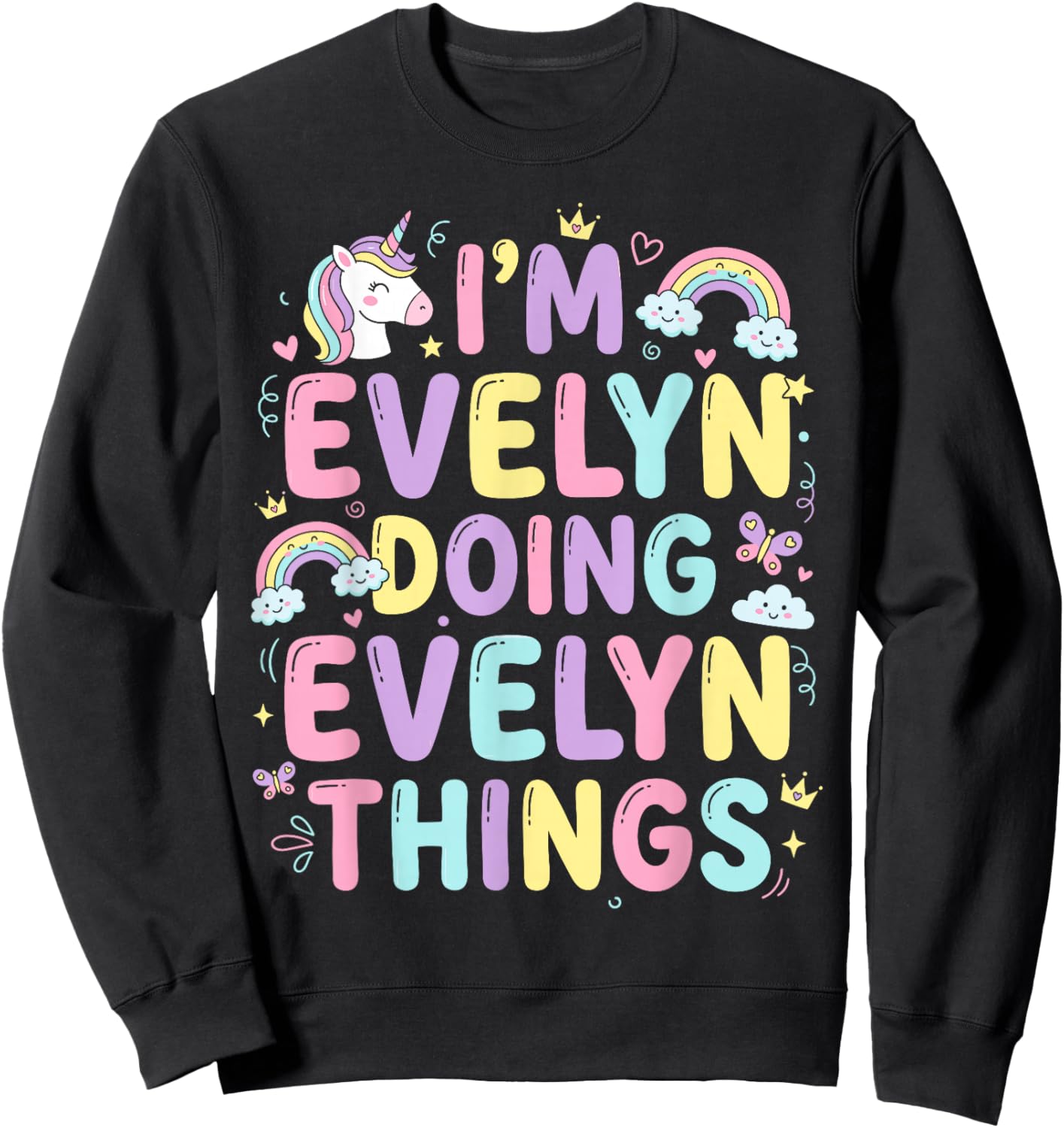 I'm Evelyn Doing Evelyn Things Cute Girl's Sweatshirt - Sweatshirt | Black