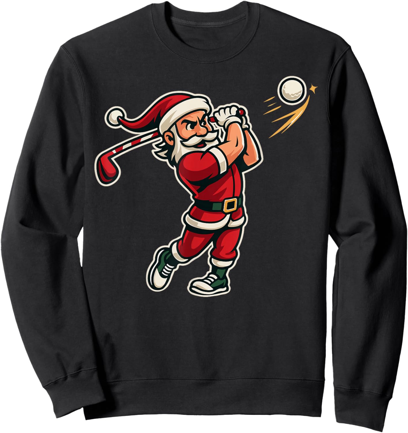 Golfer Santa Christmas Golf Shirt Men Kids Boys Golfing Xmas Sweatshirt - Sweatshirt | Black