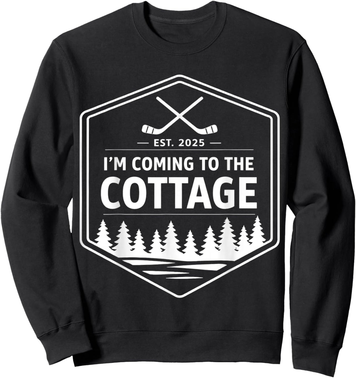 Coming to The Cottage Cozy Outdoors Hockey Romantic Couple Sweatshirt - Sweatshirt | Black