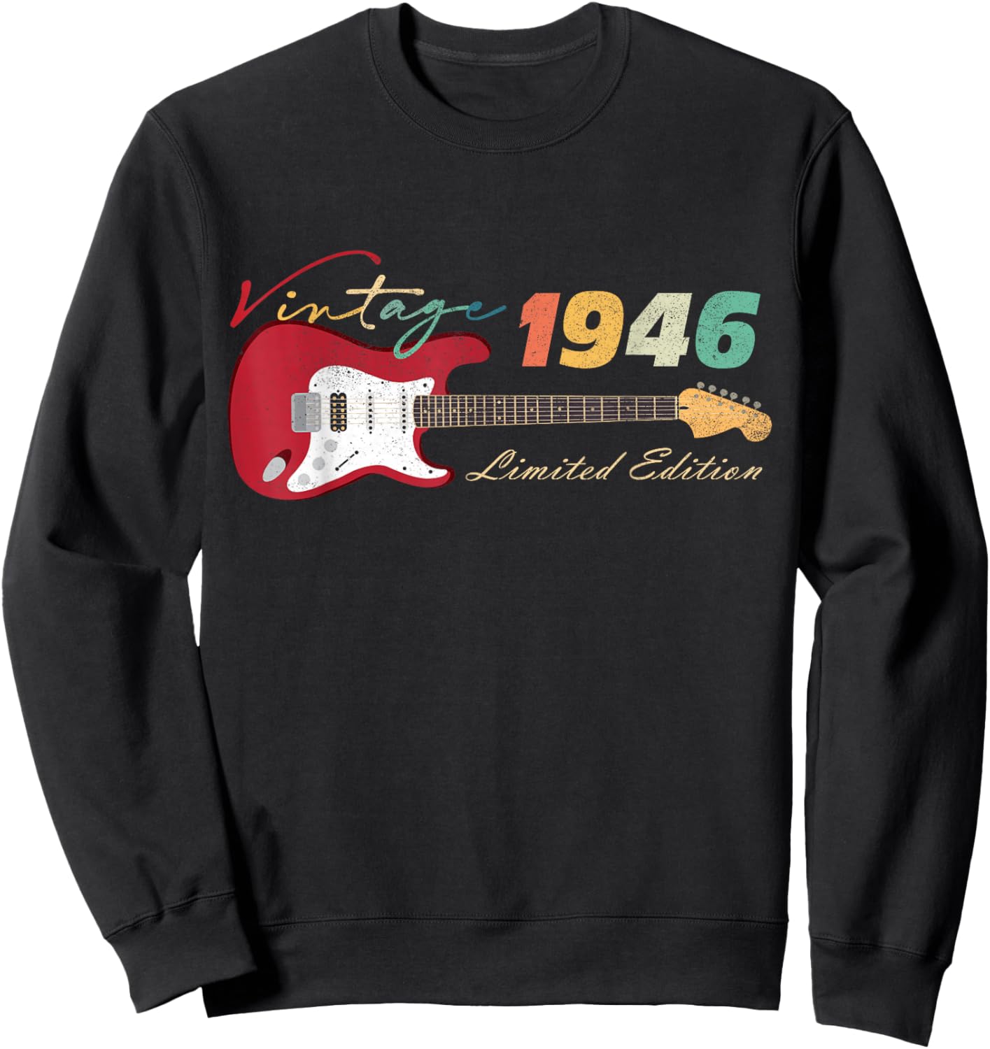 Vintage 1946 80th Birthday Gifts Guitar Lovers 80 Years Old Sweatshirt - Sweatshirt | Black